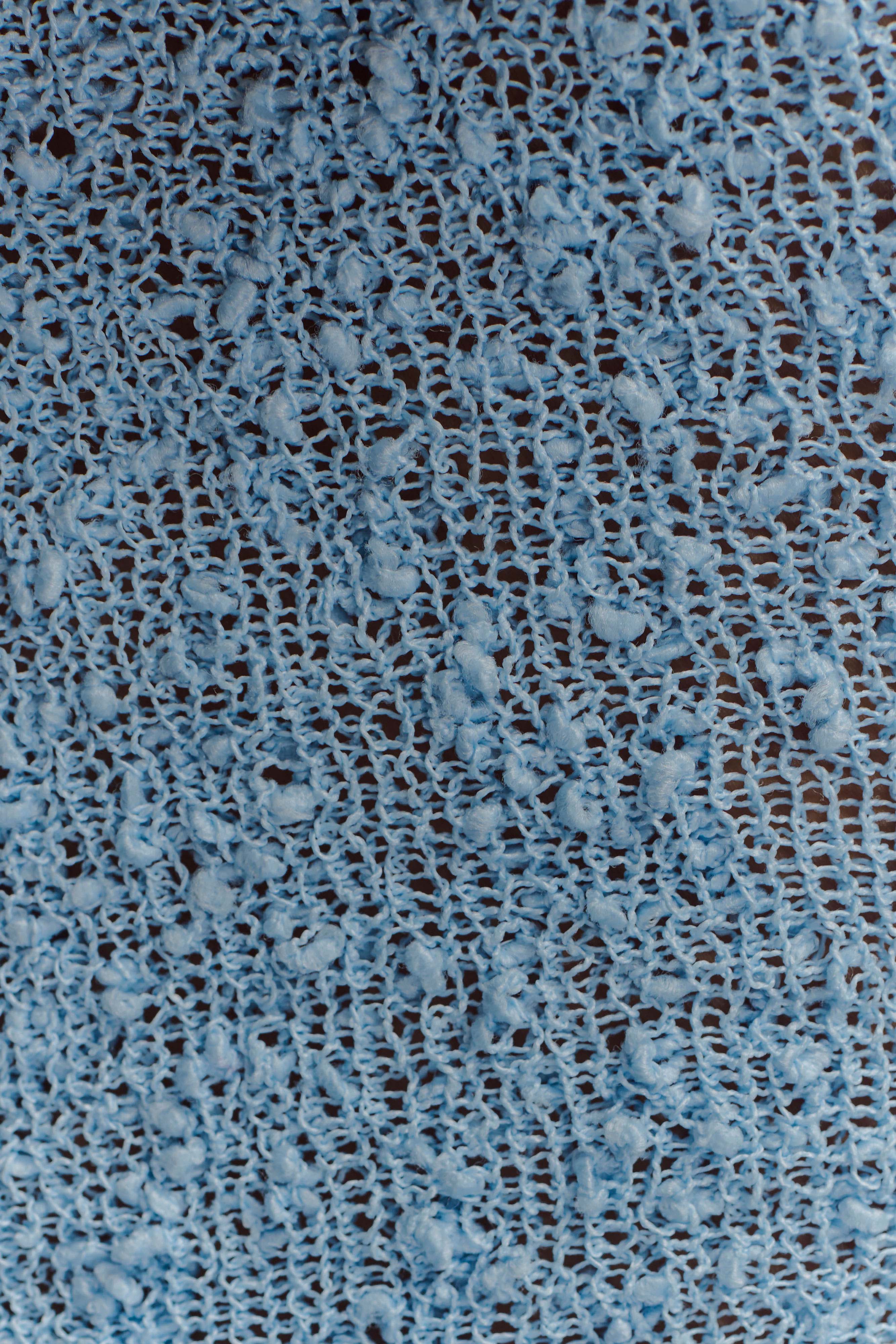 Chloe Off Shoulder Boucle Knit Top - Light Blue - Image 7
