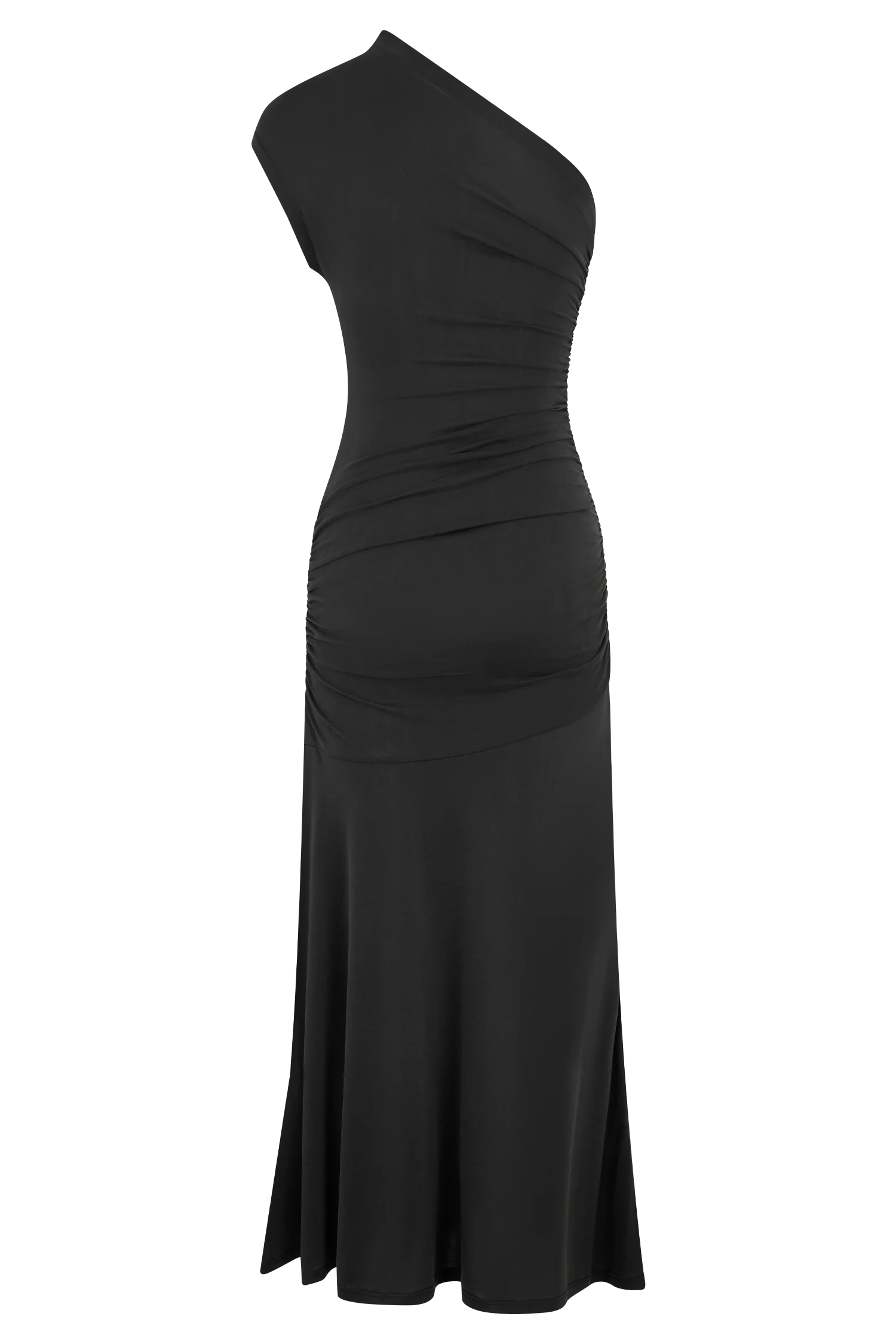 Chloe Peached Jersey One Shoulder Midi Dress - Black - Image 6