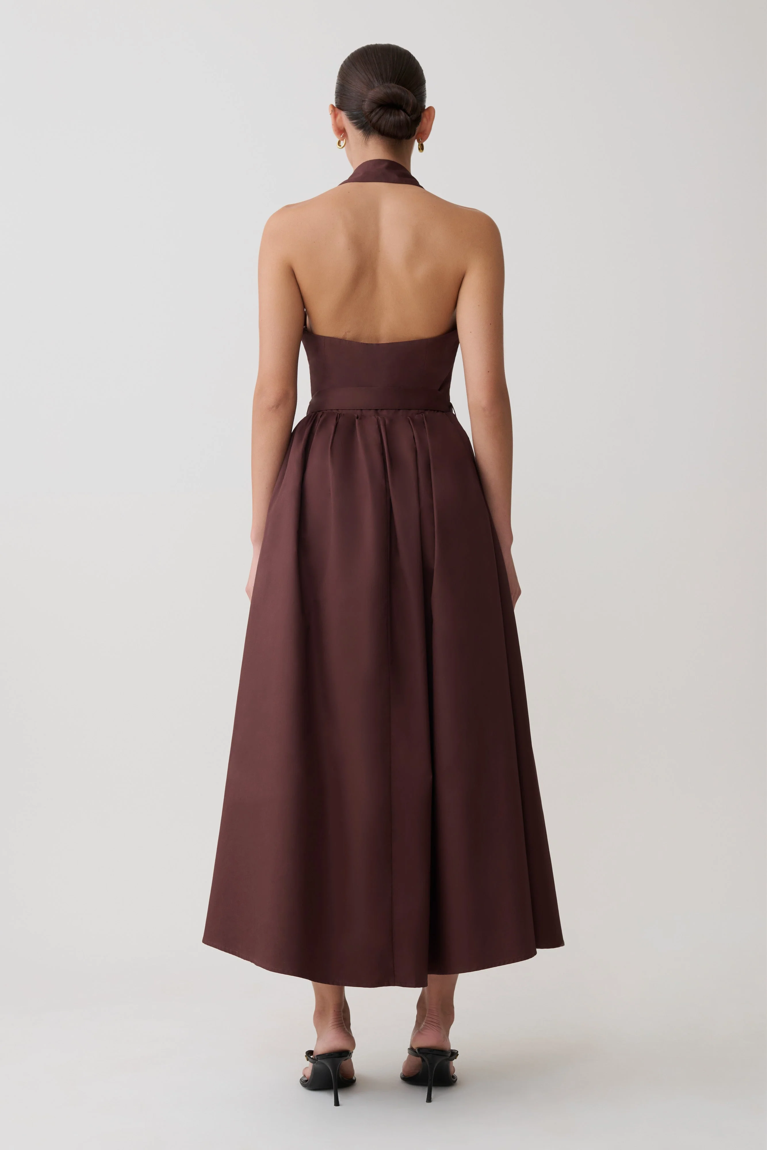 Cindy Collared Midi Dress - Chocolate - Image 2