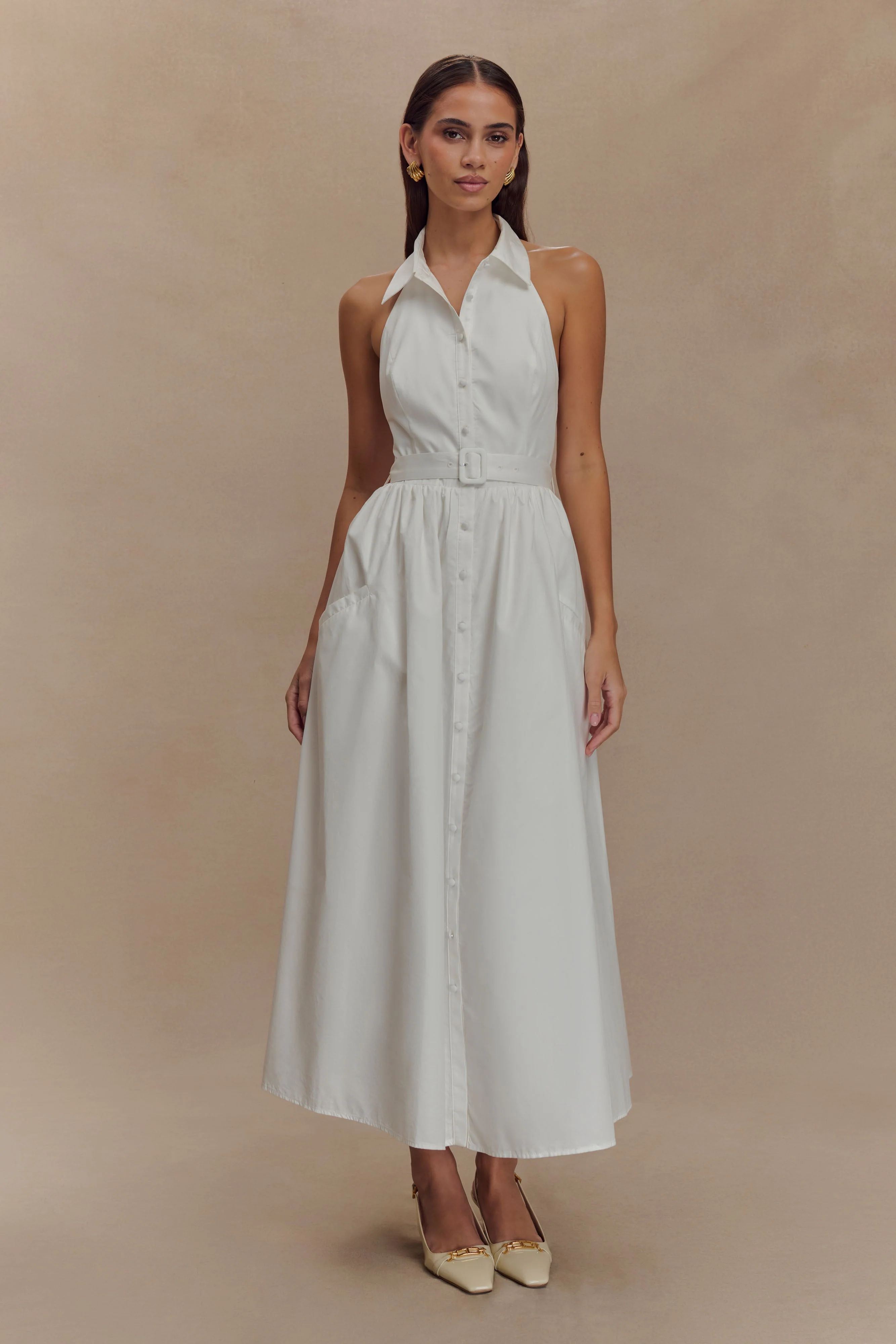 Cindy Collared Midi Dress - White - Image 2