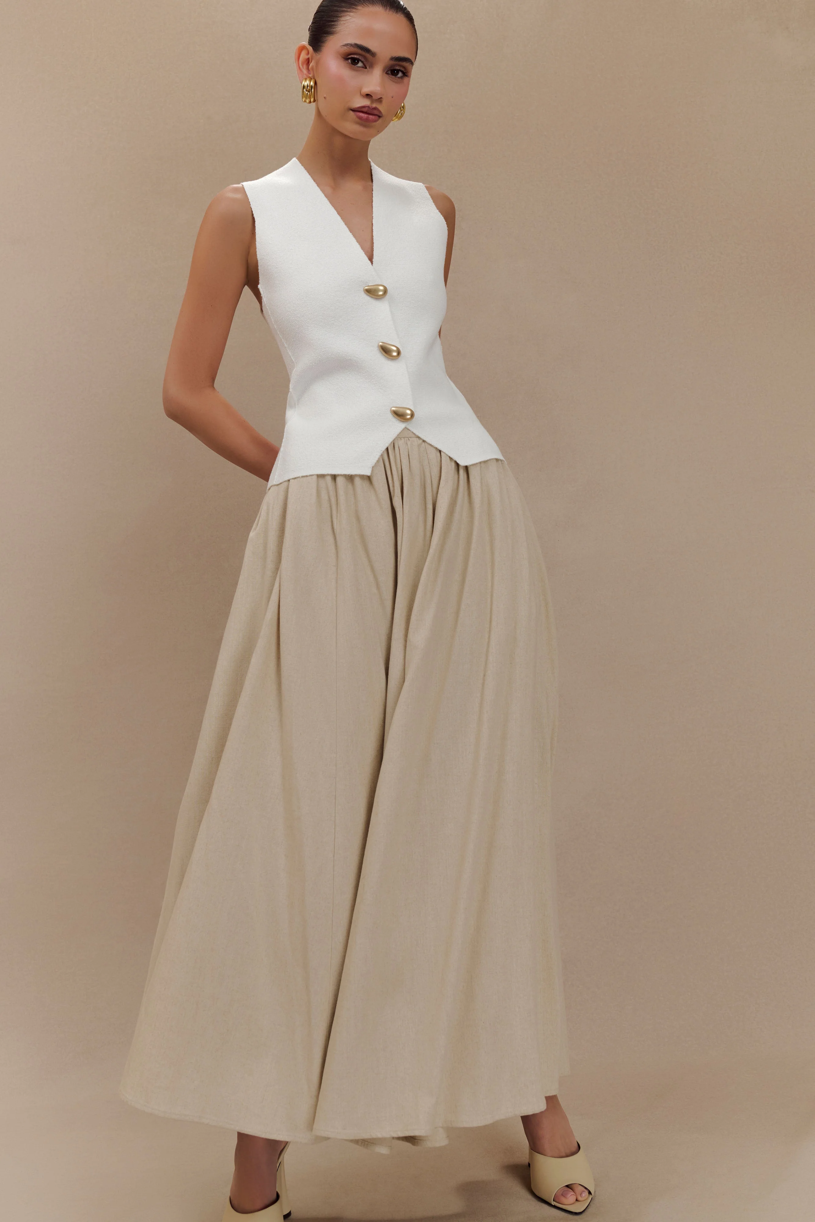Clarence Linen A-Line Maxi Skirt - Natural - Image 7