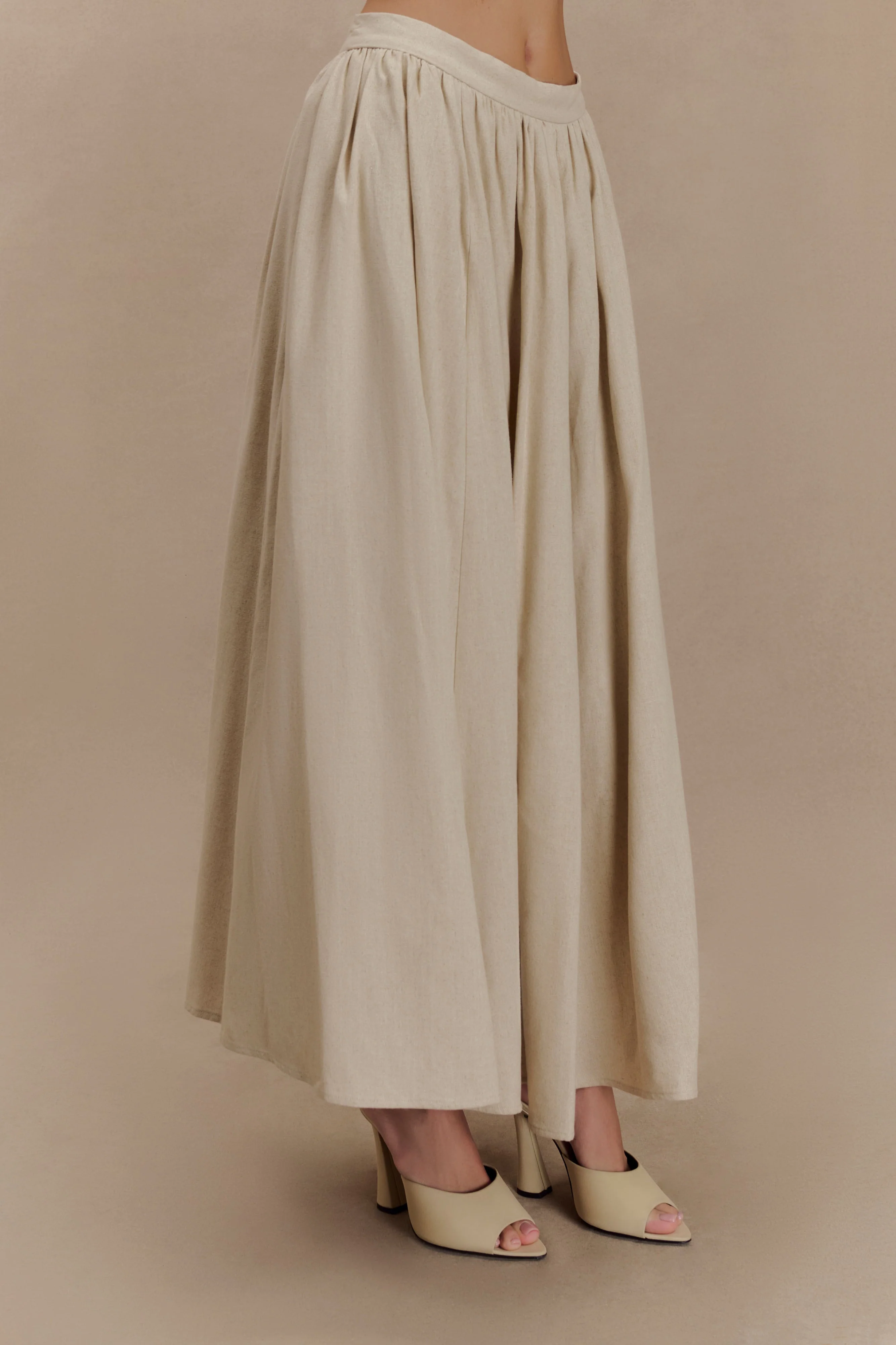 Clarence Linen A-Line Maxi Skirt - Natural - Image 8