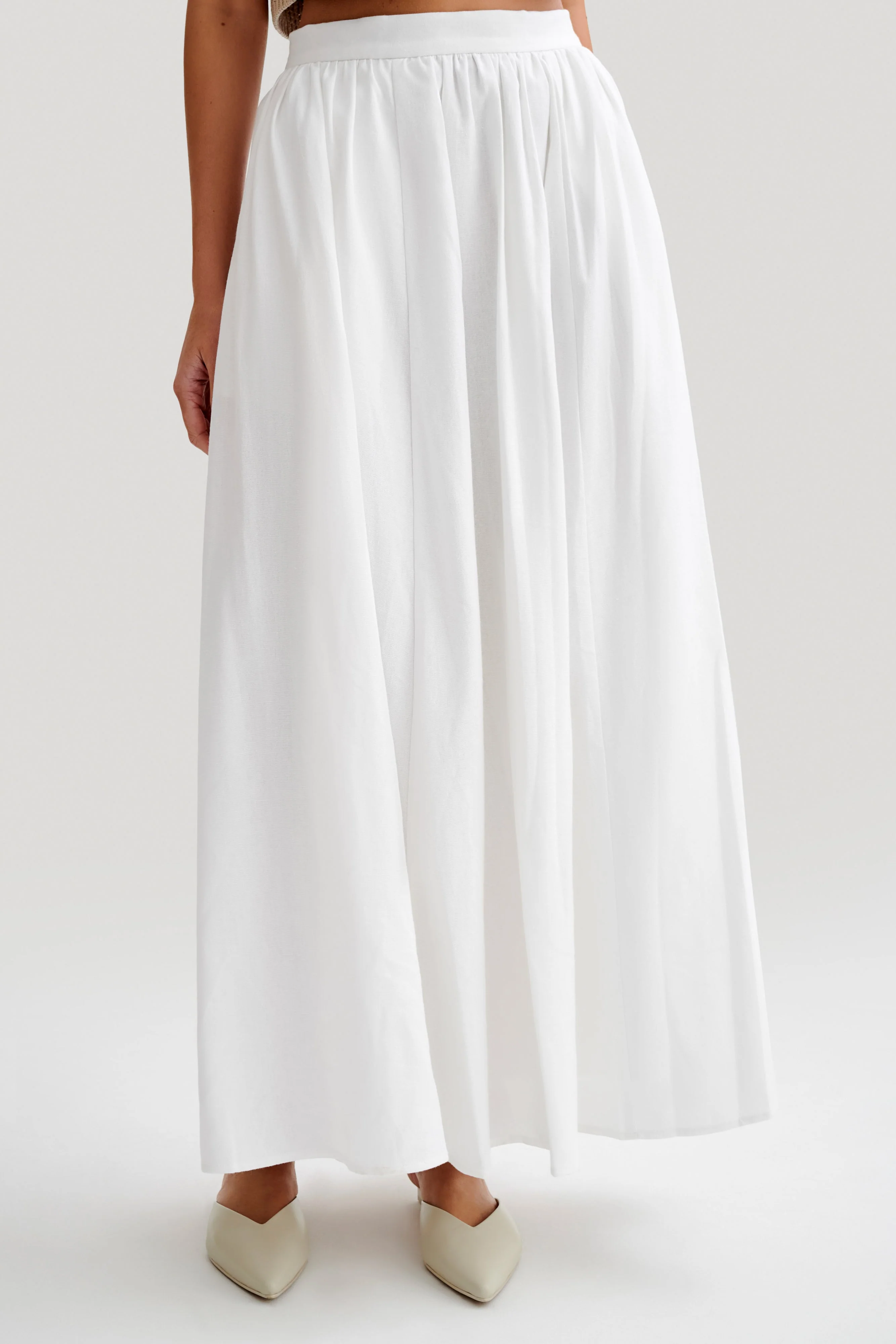 Clarence Linen A-Line Maxi Skirt - White - Image 2