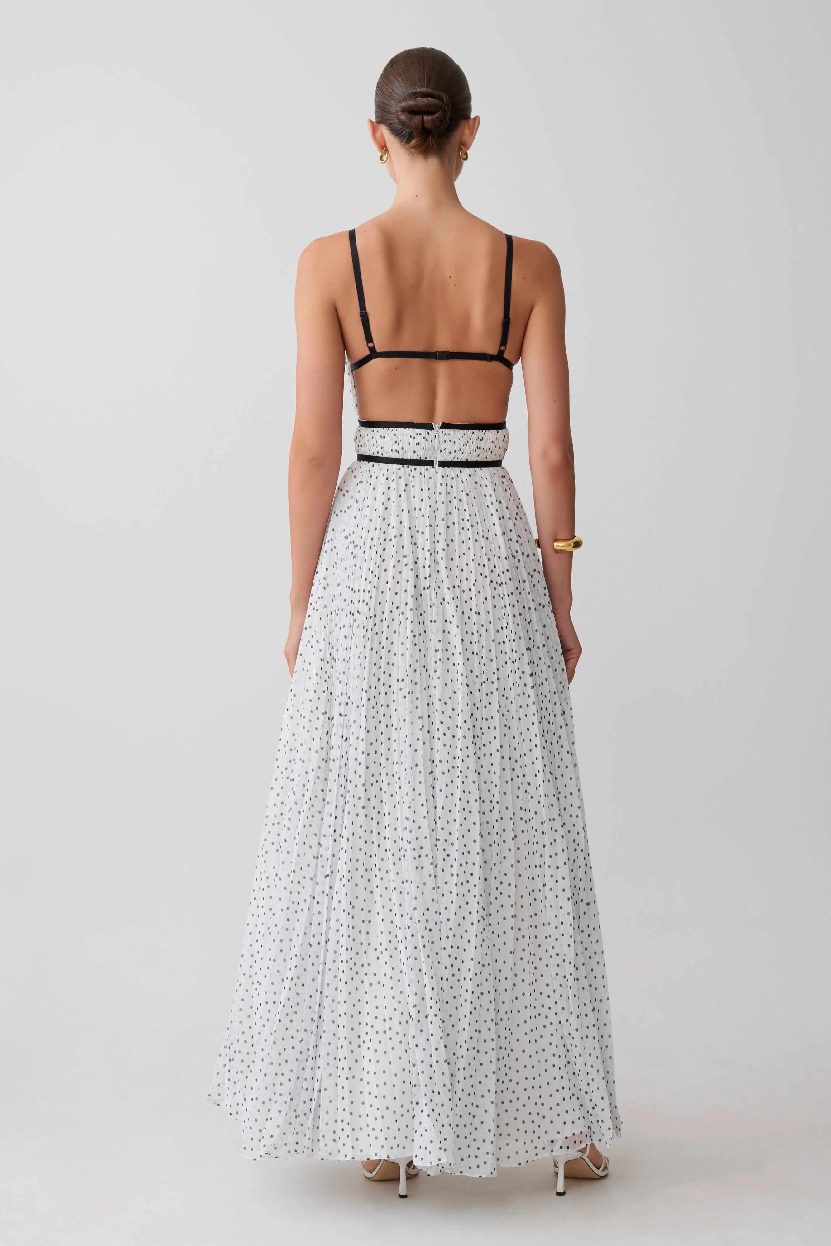 Clarisse Pleated Maxi Dress - Polka Dot - Image 4