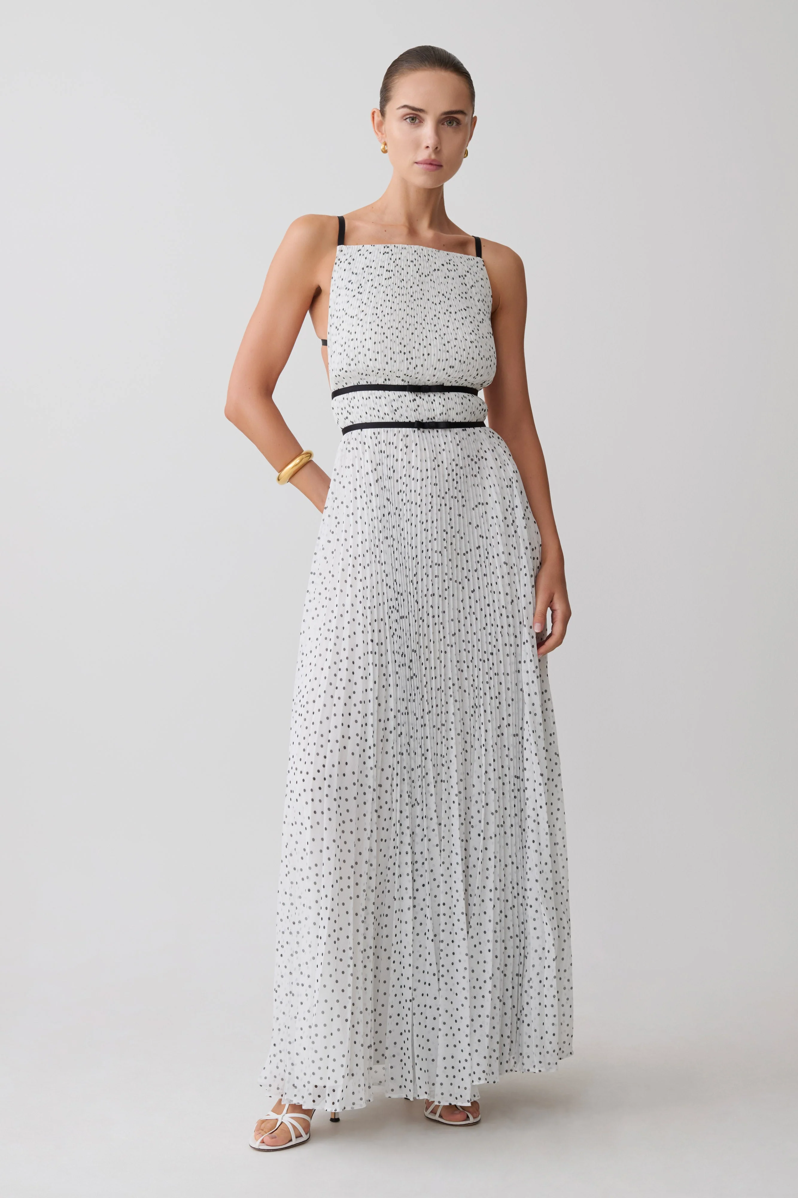 Clarisse Pleated Maxi Dress - Polka Dot - Image 5