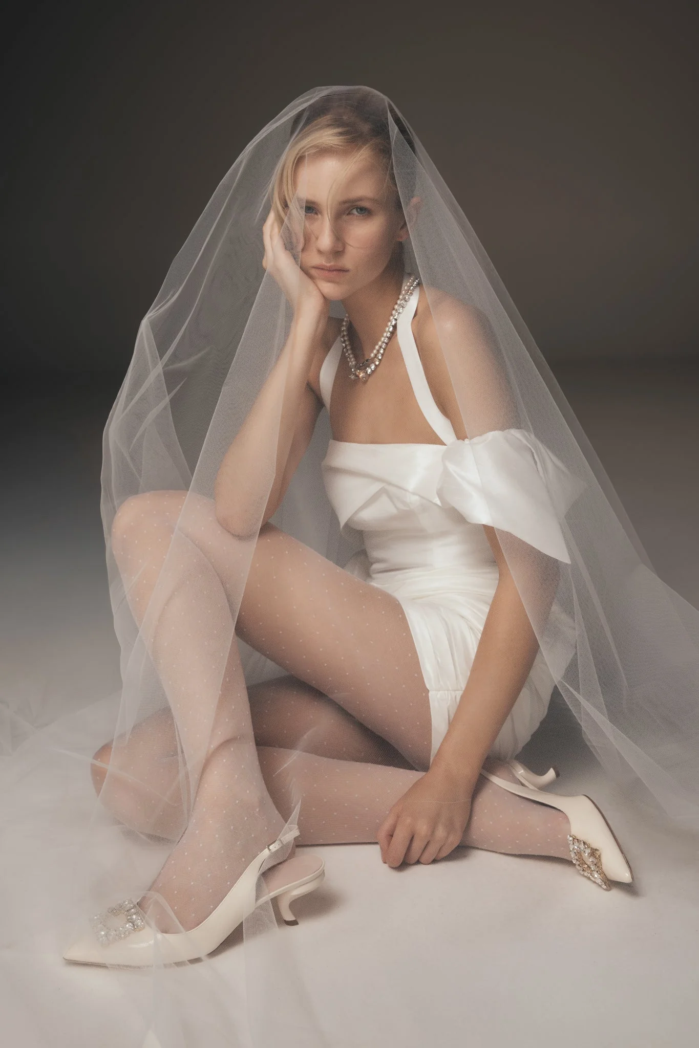 Claudine Taffeta Floral Mini Dress - White - Image 7