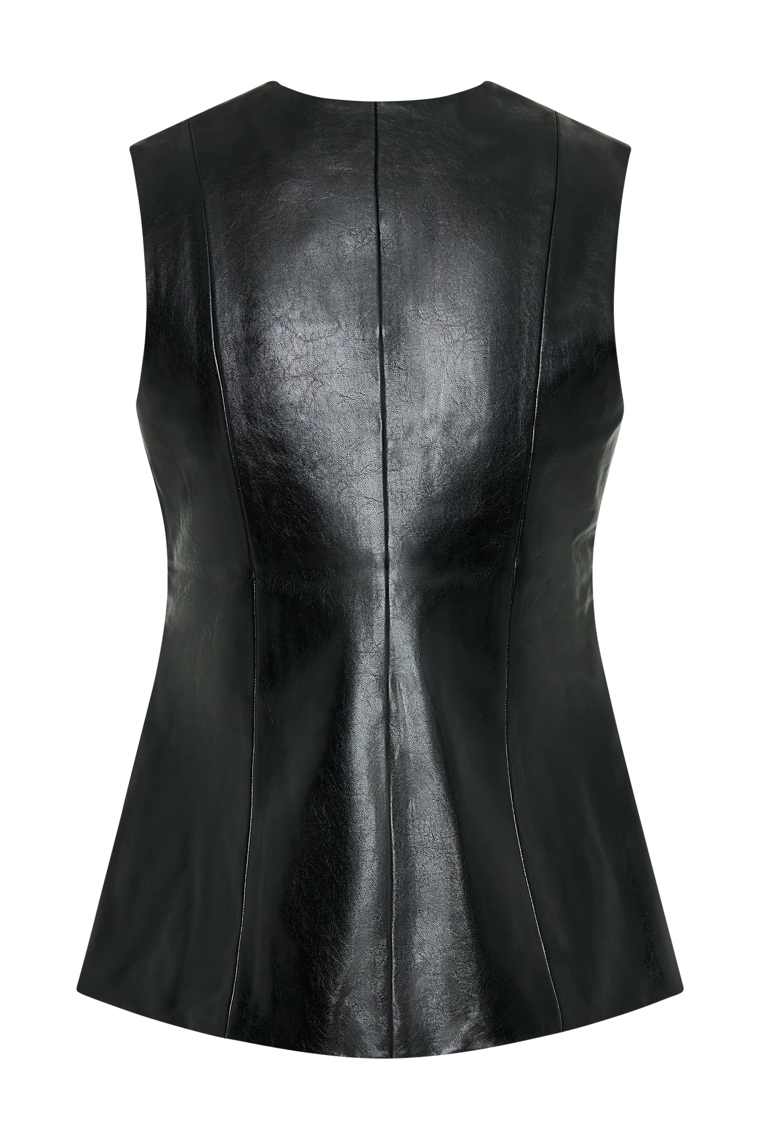Coralia Faux Leather Sleeveless Vest - Black - Image 10
