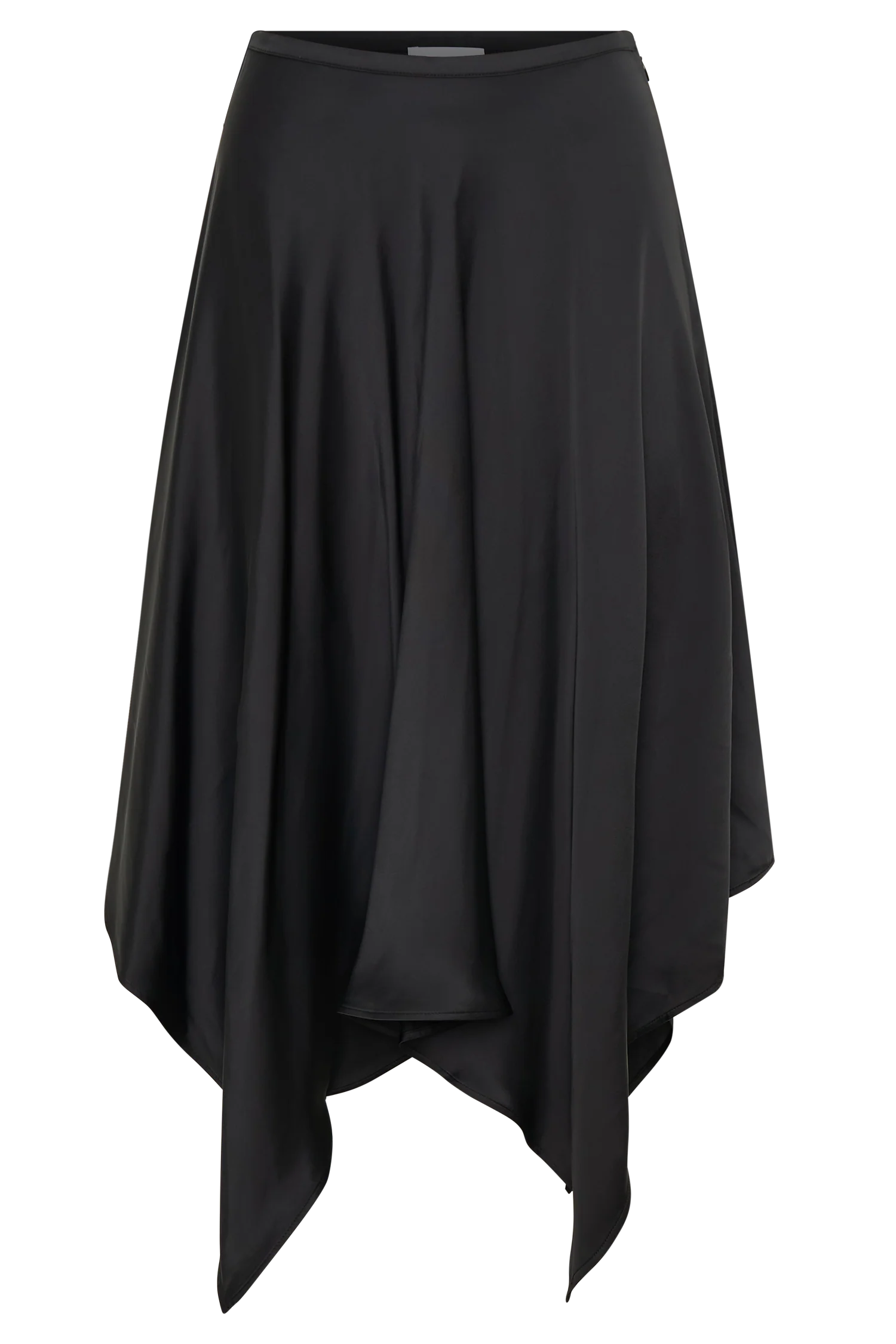 Coralie Asymmetric Satin Midi Skirt - Black - Image 16