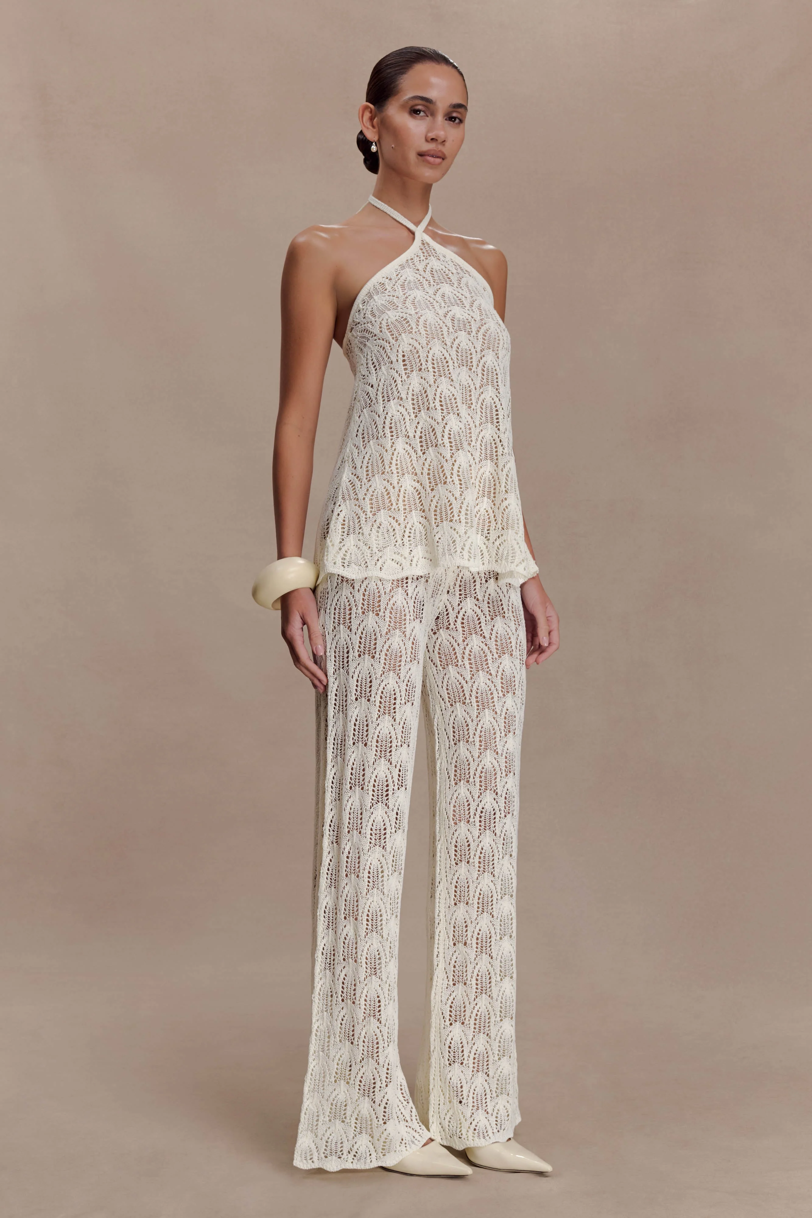 Corey Crochet Halter Neck Top - Ivory - Image 4