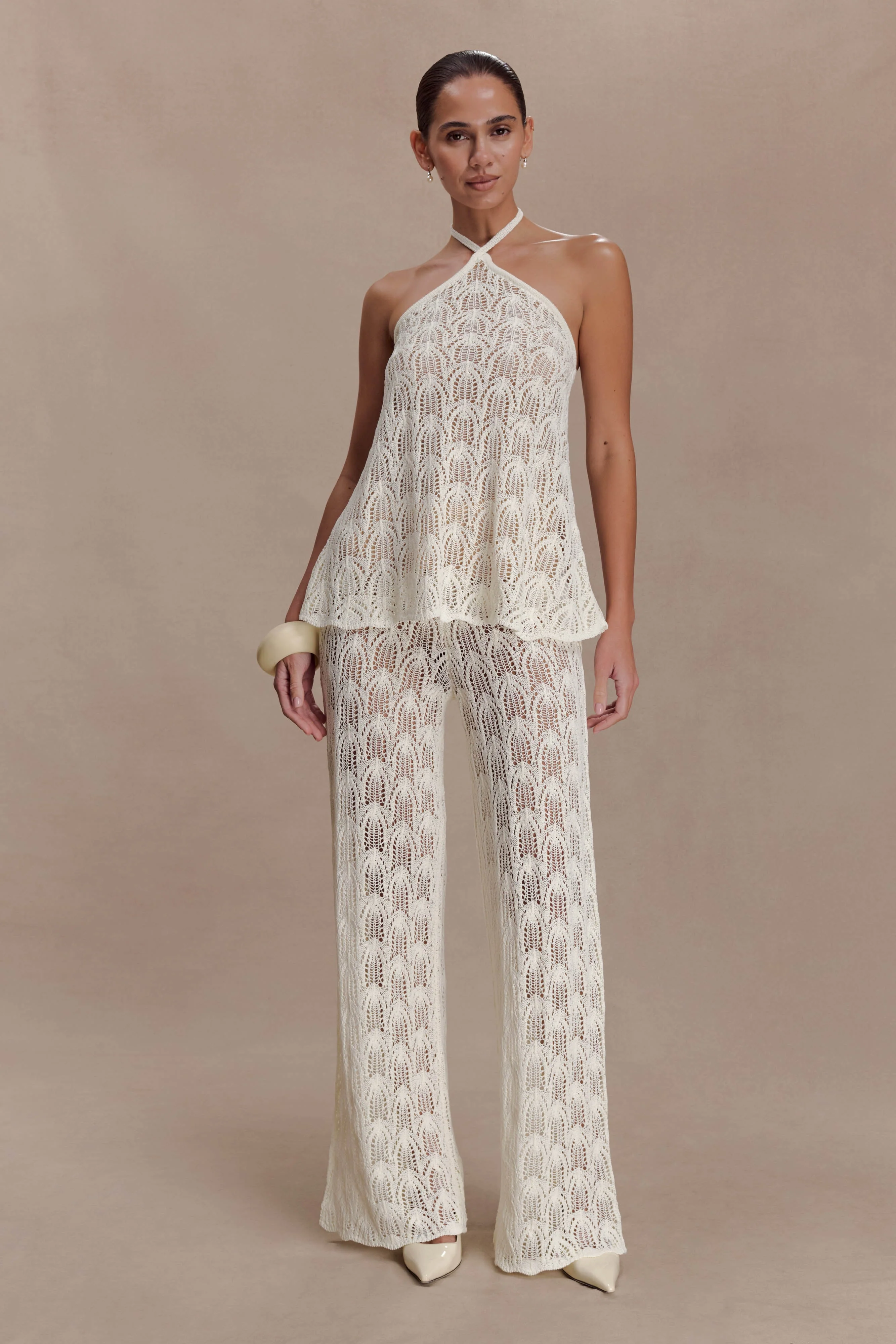 Corey Crochet Halter Neck Top - Ivory - Image 6