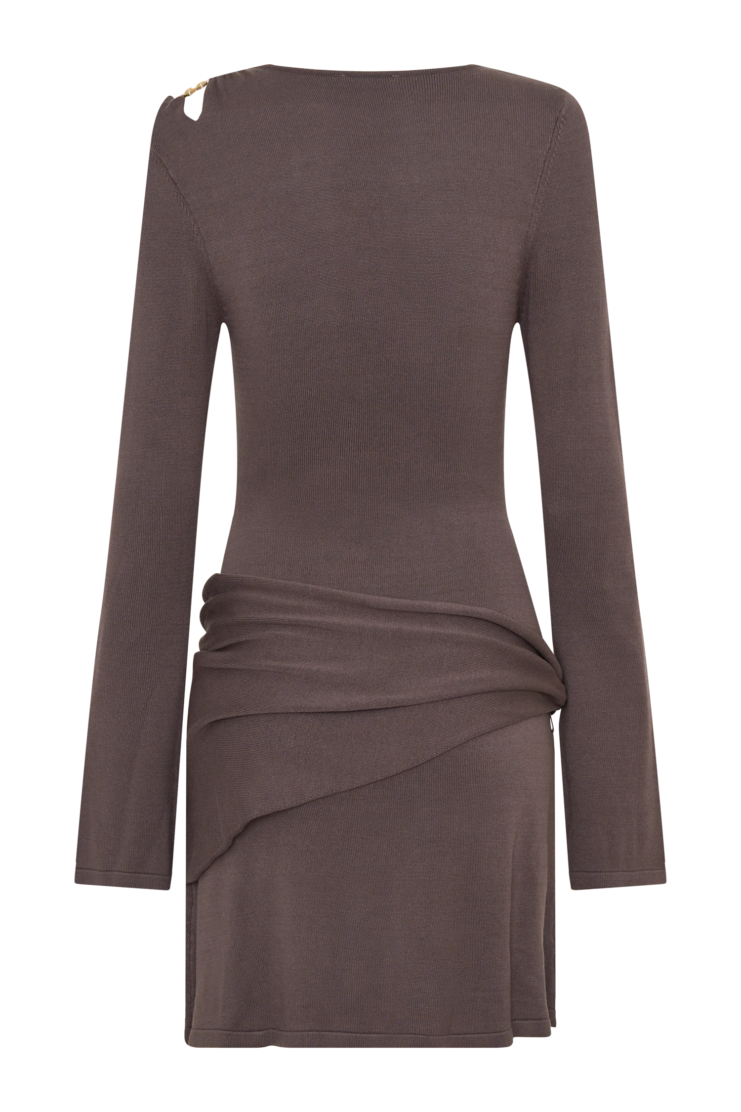 Cresida Knit Long Sleeve Mini Dress With Hardware - Peppercorn - Image 7