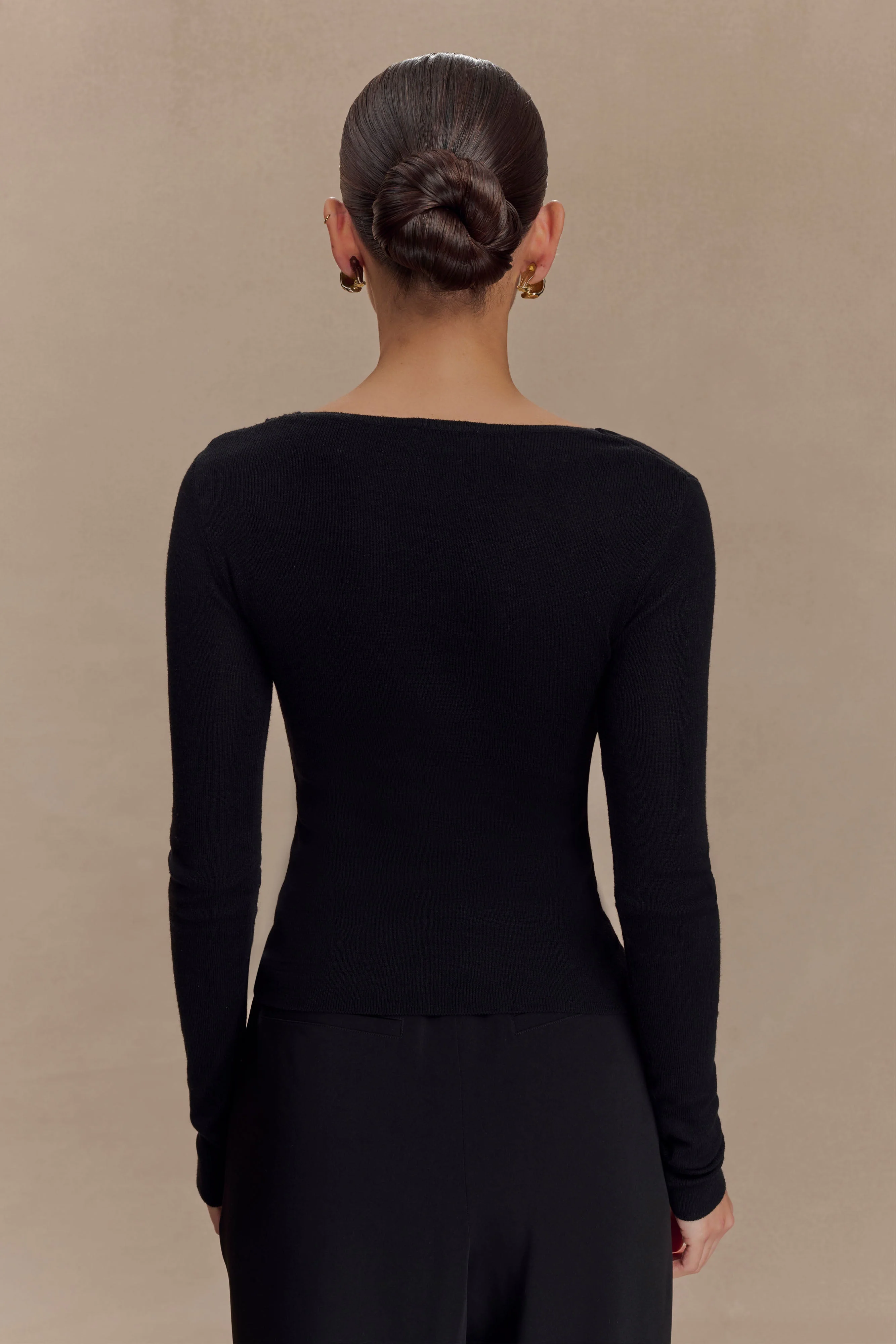 Culver Draped Twist Knit Top - Black - Image 2