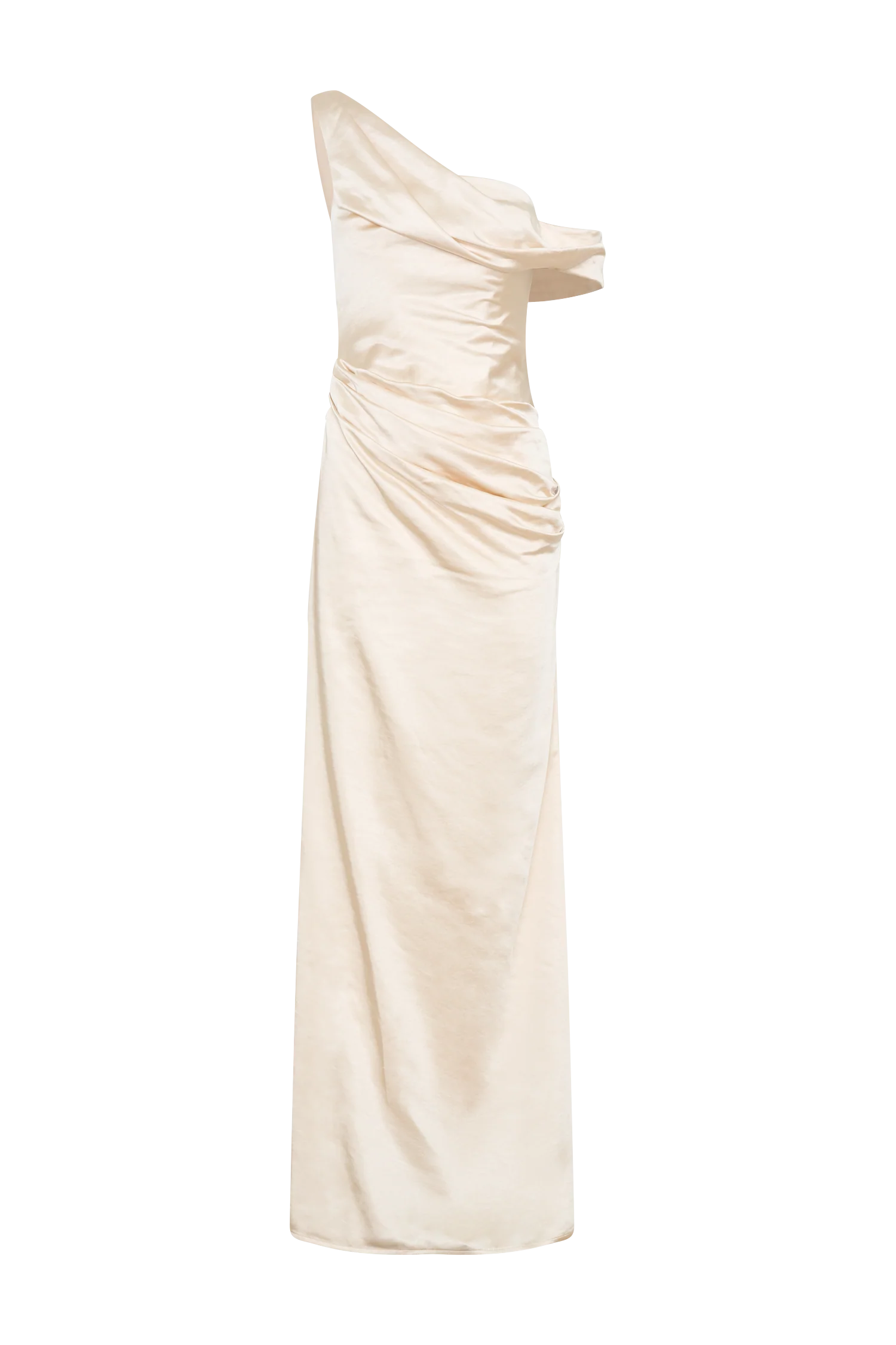 Dalia Off Shoulder Satin Maxi Dress - Blush Gold - Image 11