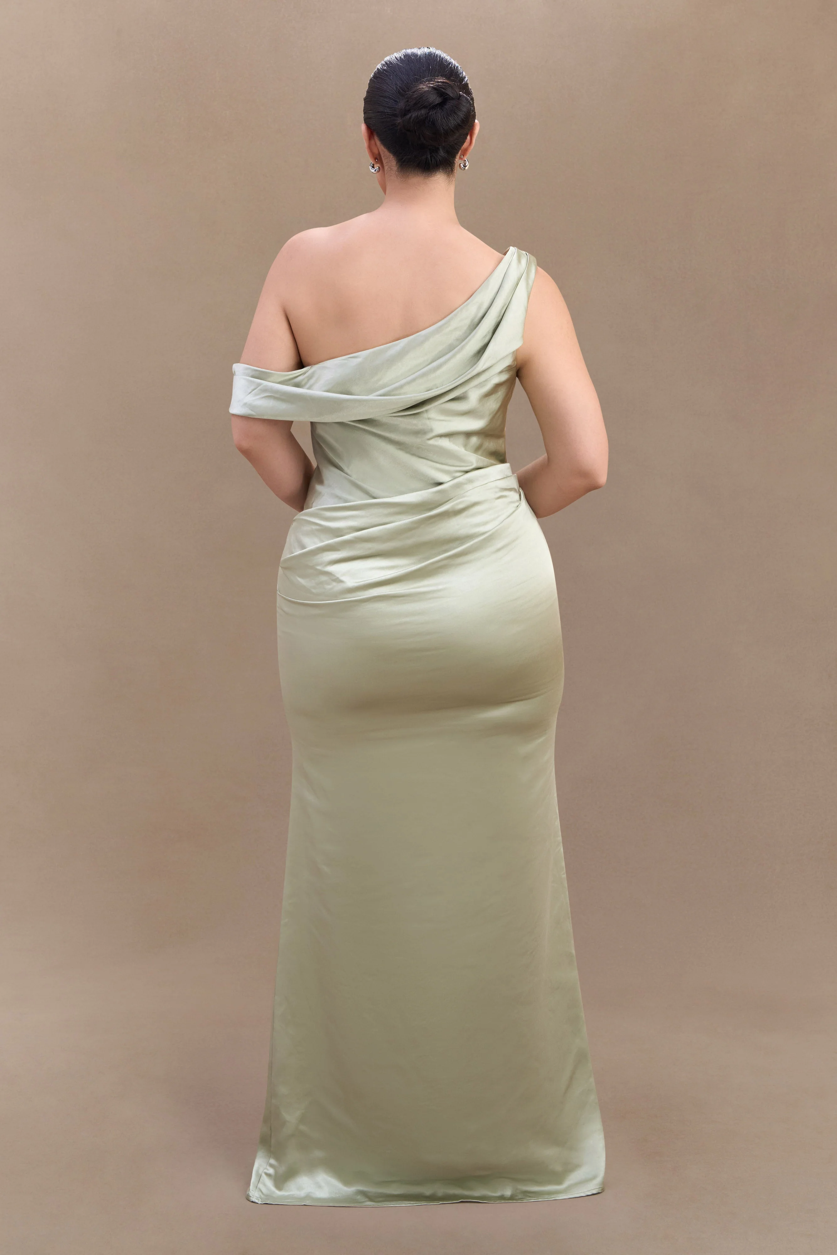 Dalia Off Shoulder Satin Maxi Dress - Sage - Image 10