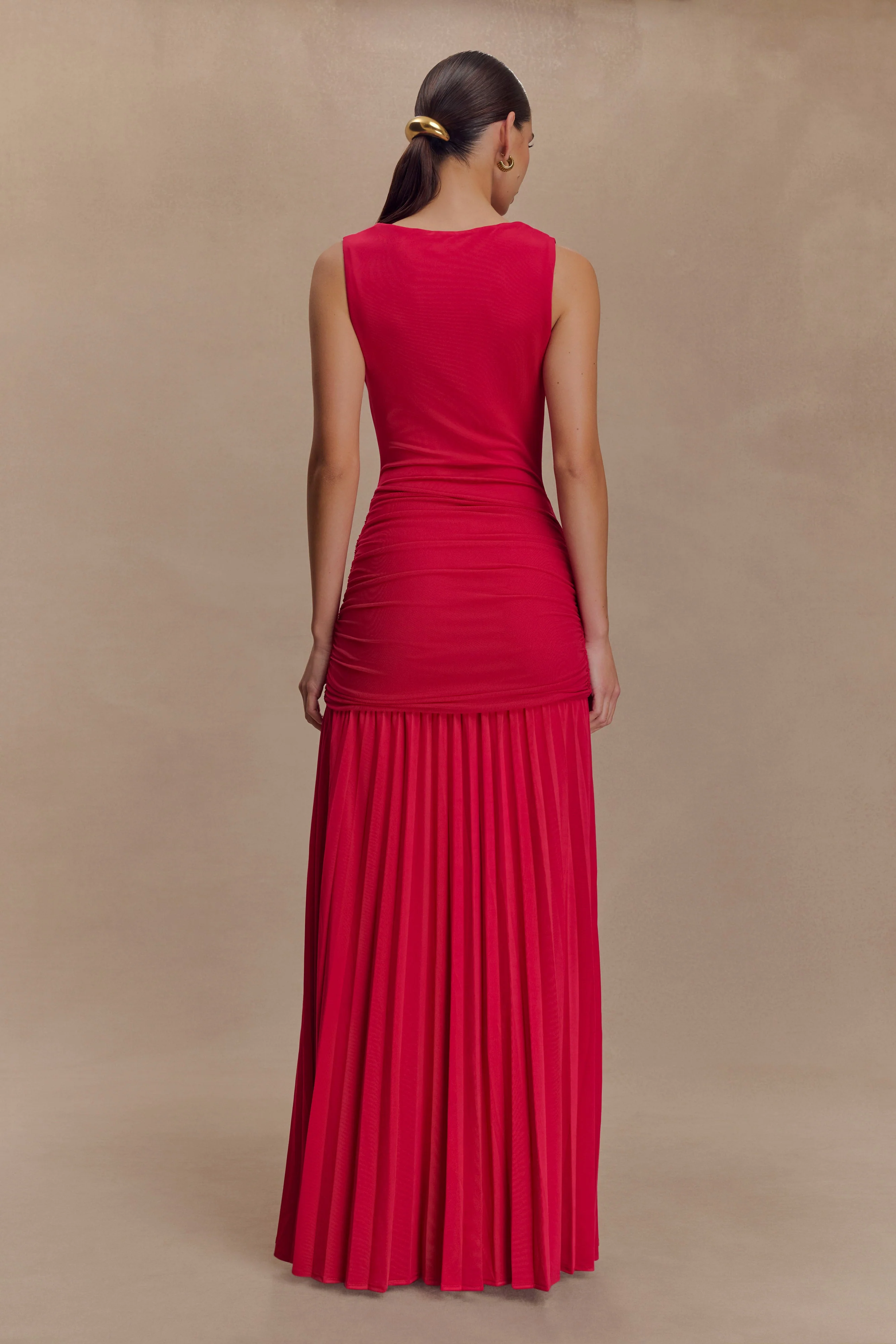 Dania Cowl Neck Slinky Maxi Dress - Fuchsia Pink - Image 2