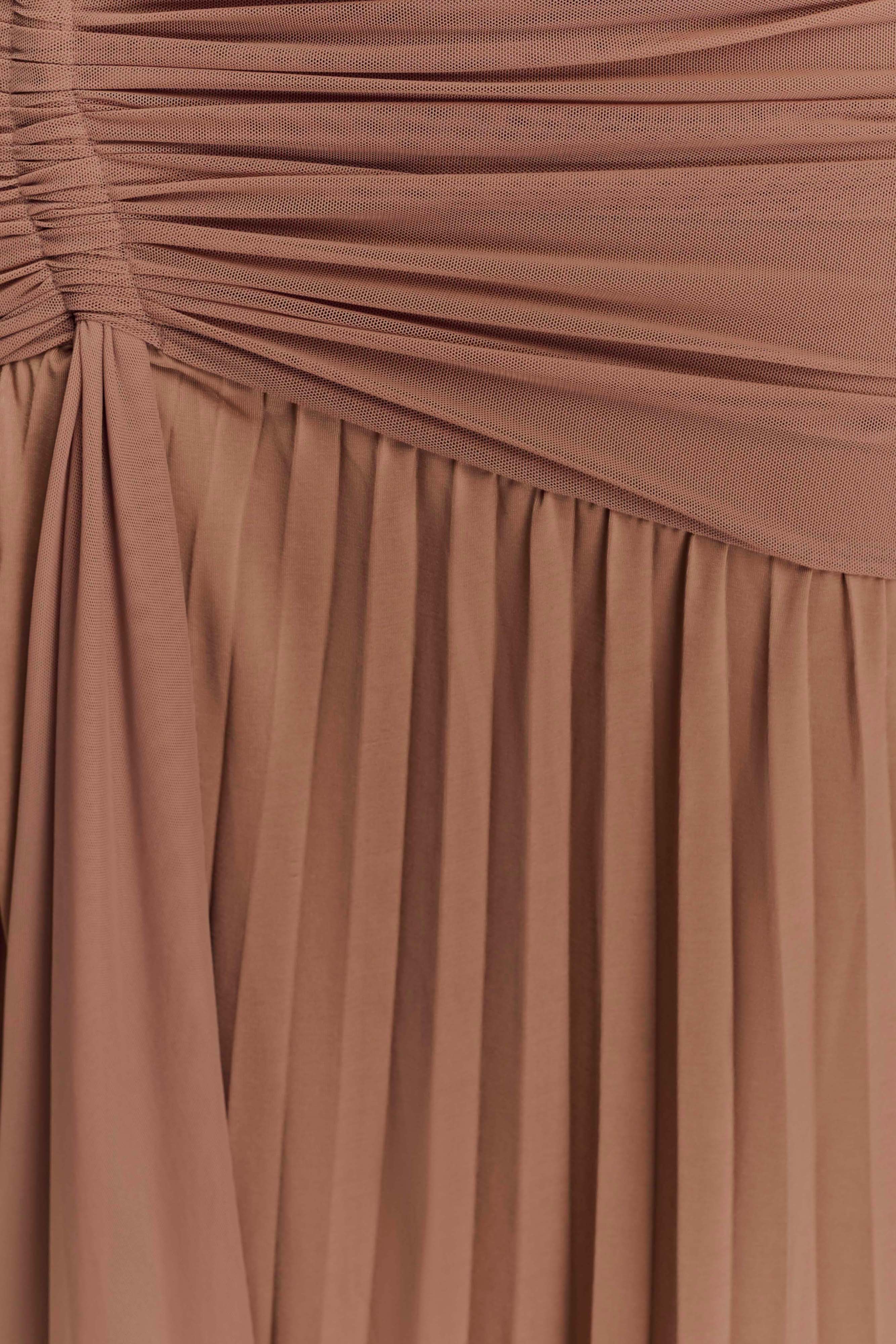 Dania Cowl Neck Slinky Maxi Dress - Mocha Mousse - Image 6
