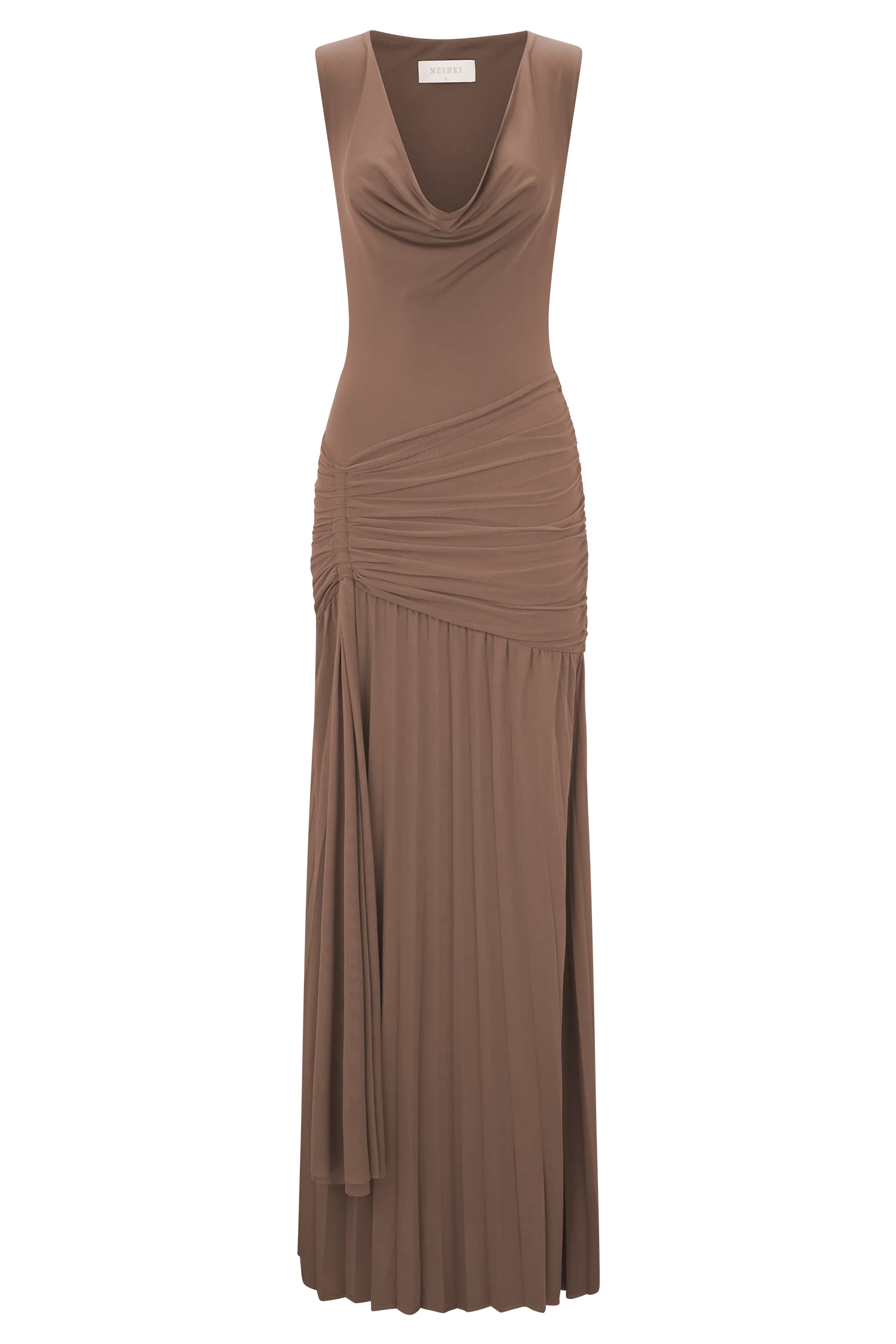 Dania Cowl Neck Slinky Maxi Dress - Mocha Mousse - Image 8