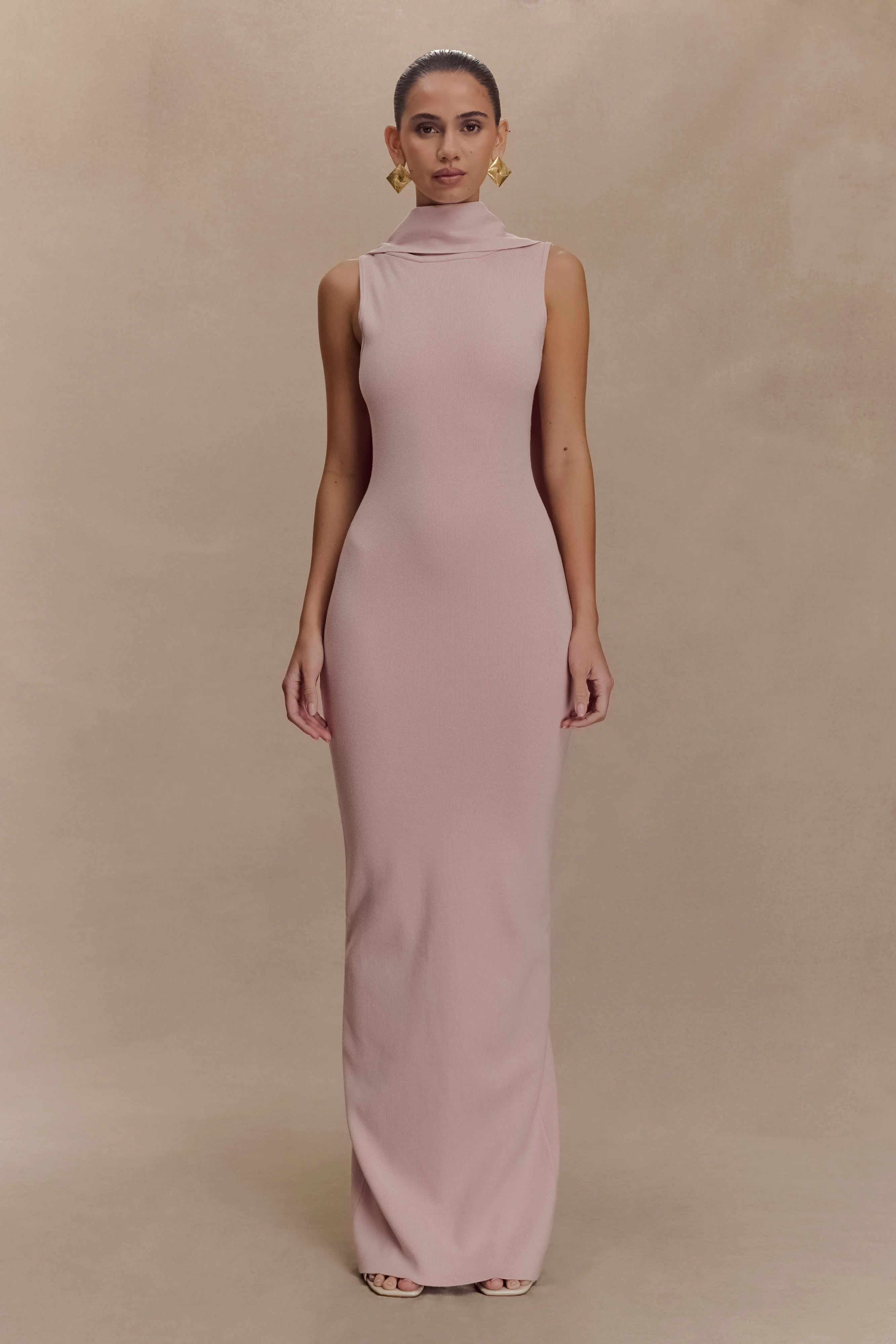 Darby Knit Scarf Maxi Dress - Pale Pink - Image 5