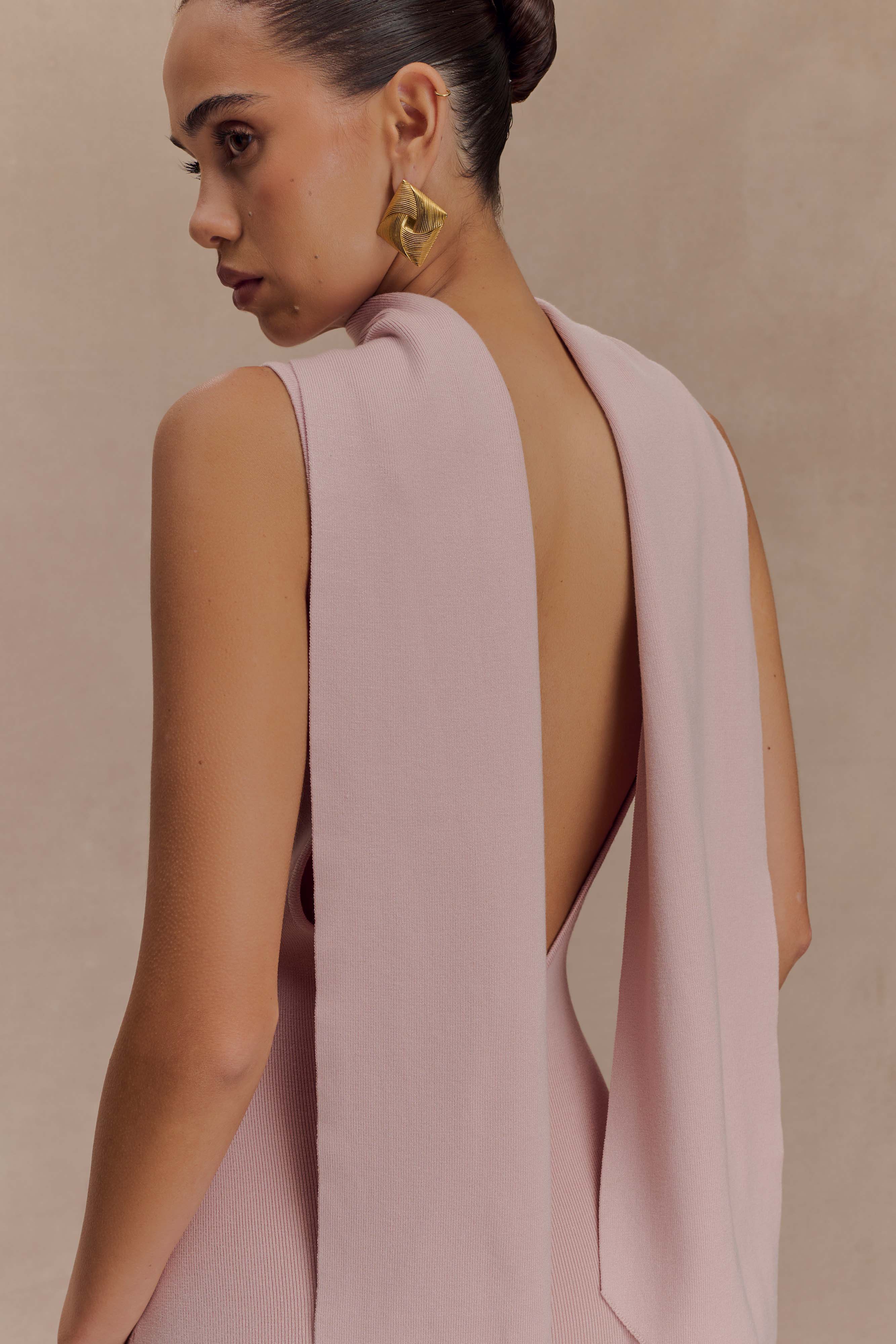 Darby Knit Scarf Maxi Dress - Pale Pink - Image 7