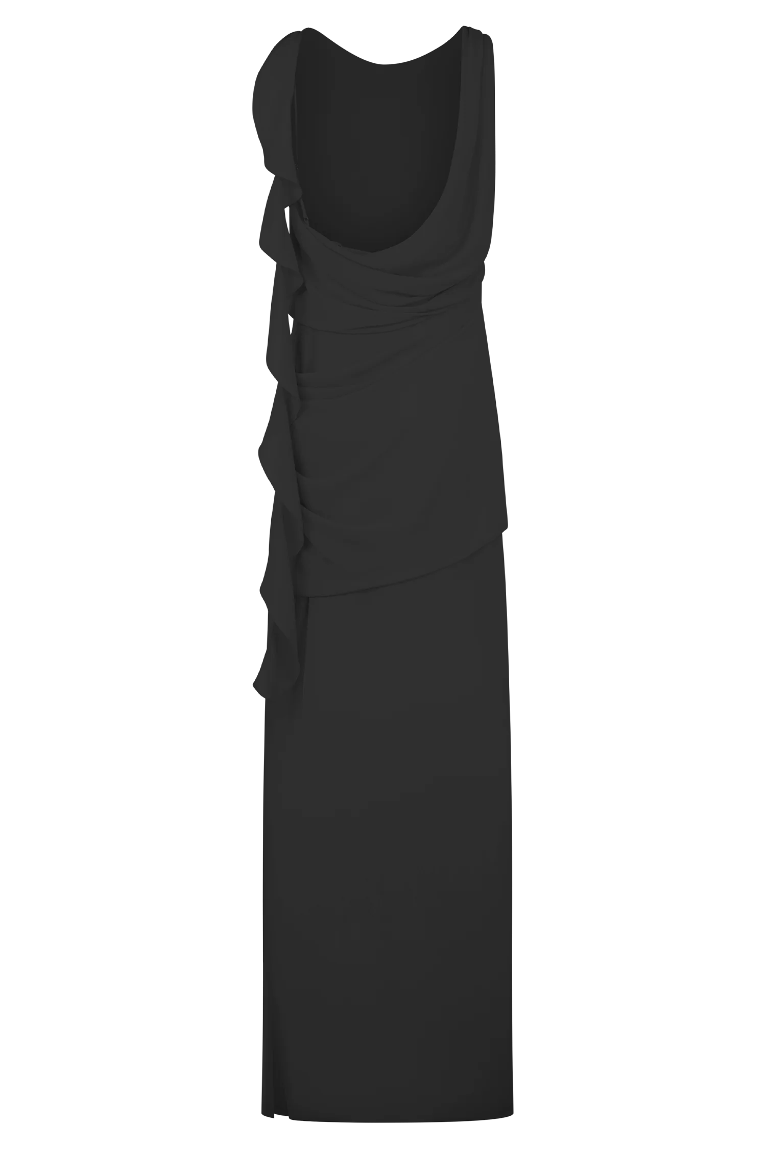 Daria Draped Chiffon Maxi Dress - Black - Image 8