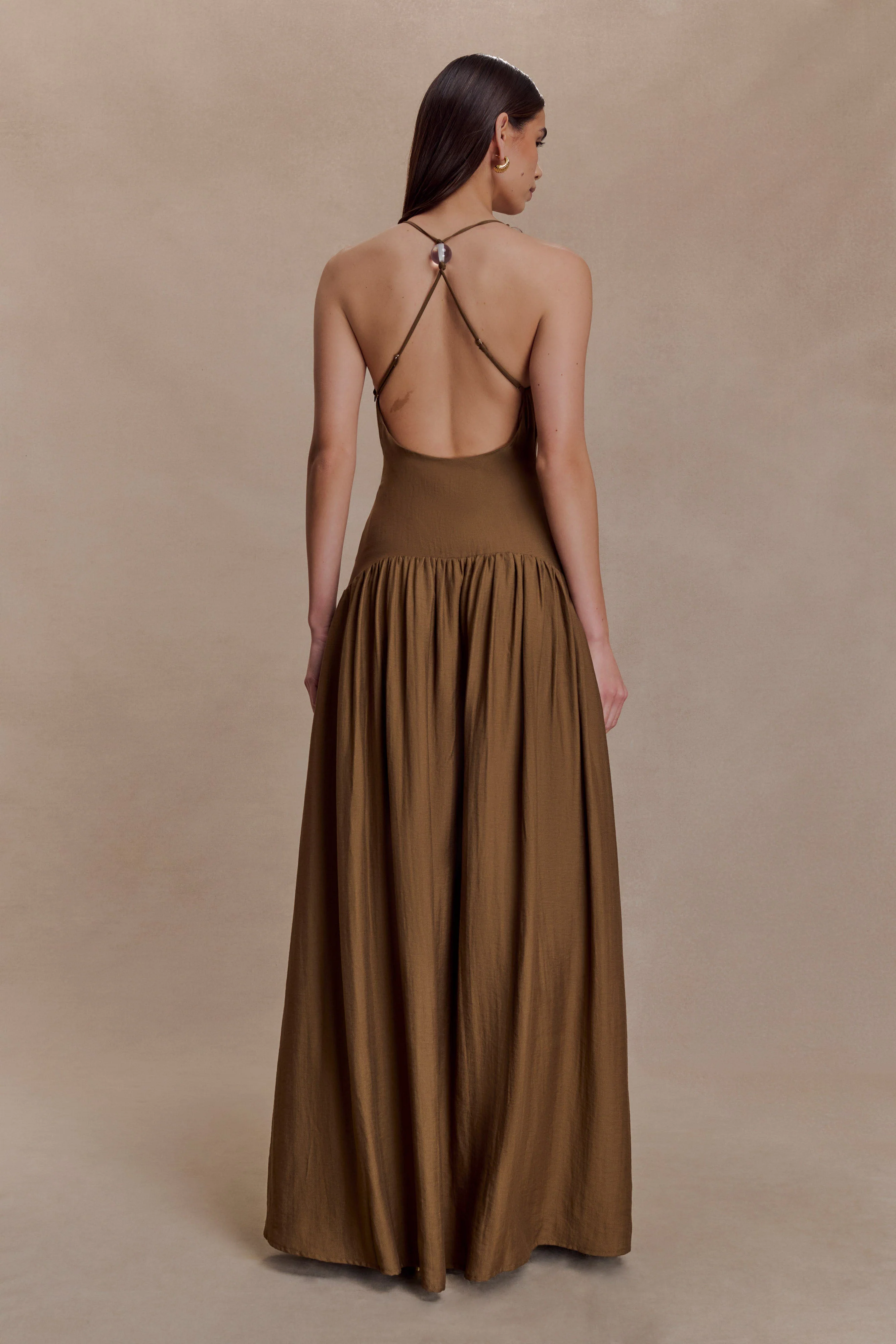 Darling Linen Maxi Dress - Chocolate - Image 3