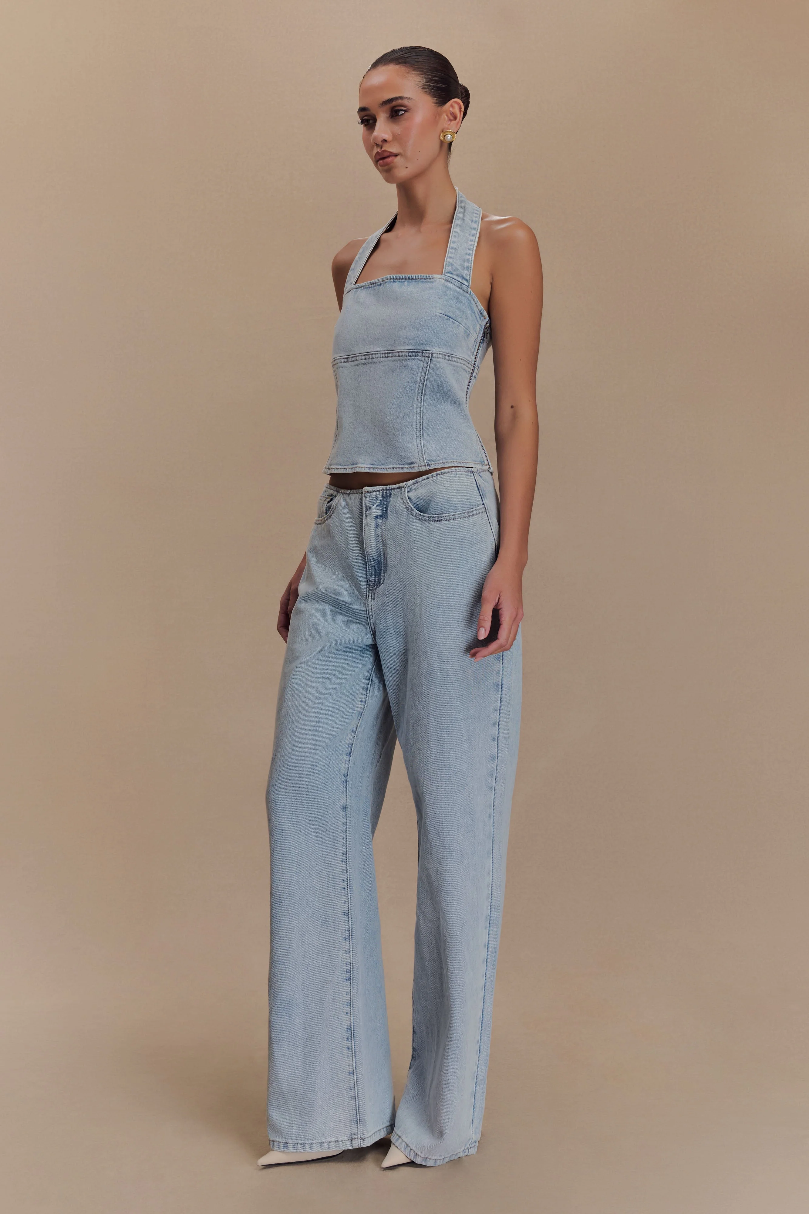 Dayna Denim Halter Top - Light Blue - Image 4