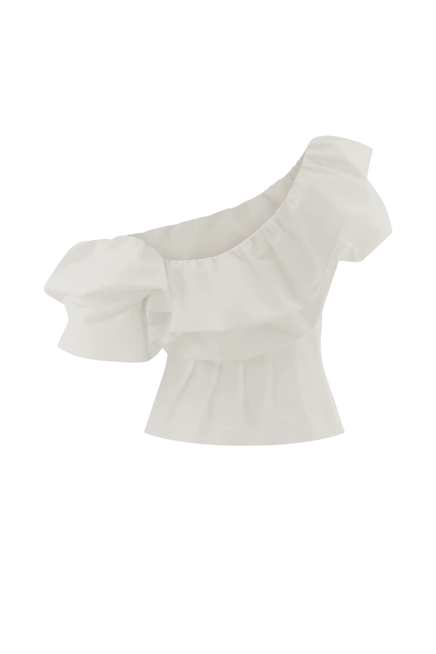Debbie One Shoulder Bubble Top - White - Image 7