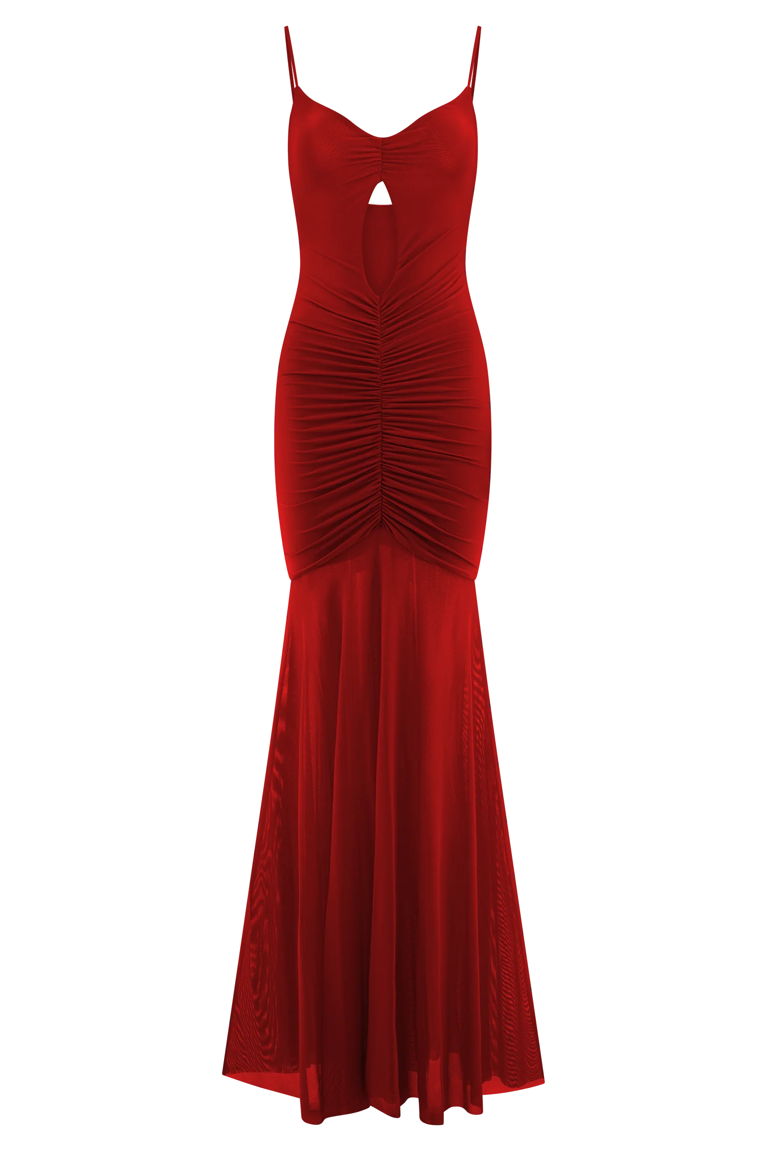Delaney Slinky And Mesh Maxi Dress - Red - Image 7