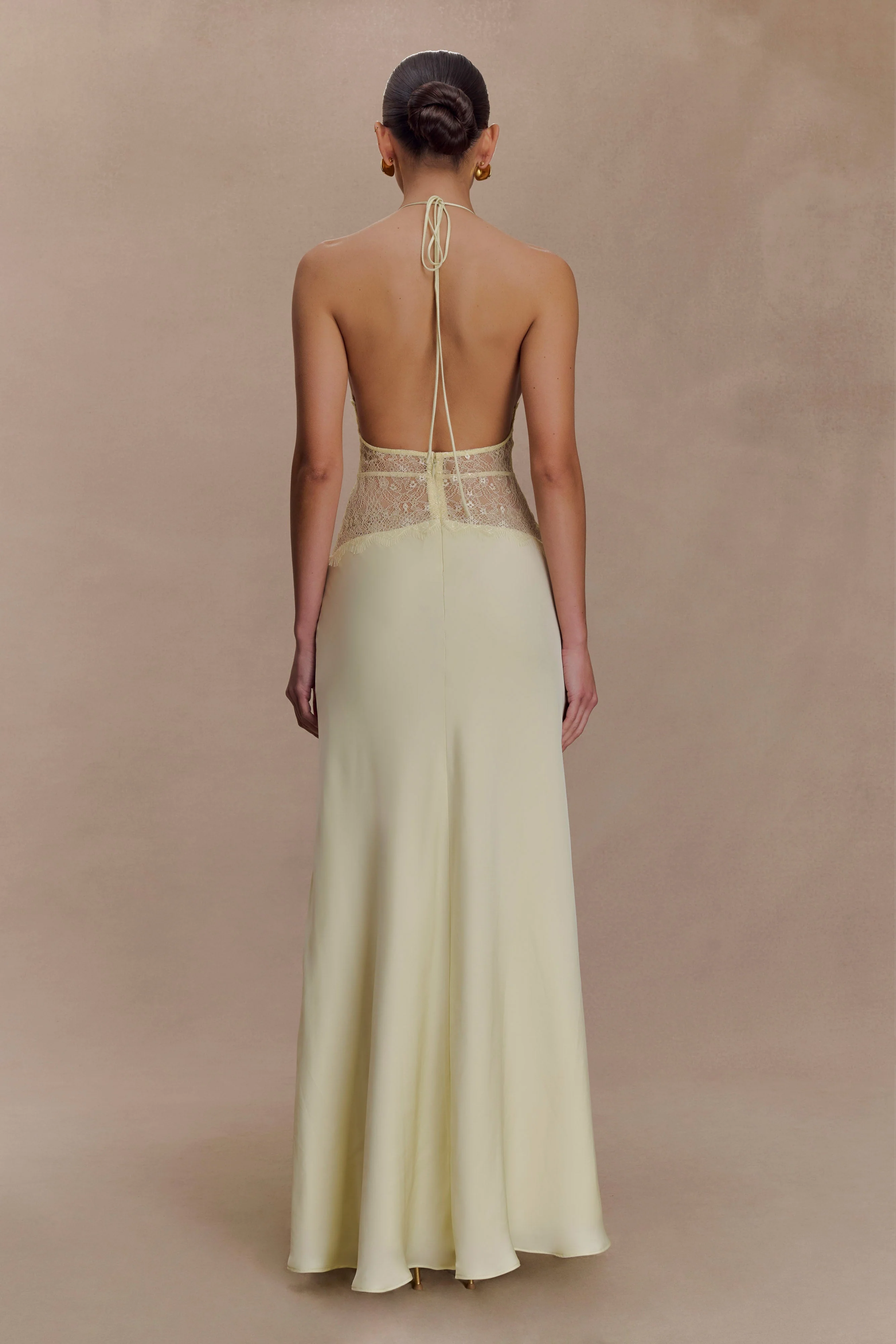 Dinah Lace And Satin Maxi Dress - Lemon - Image 2