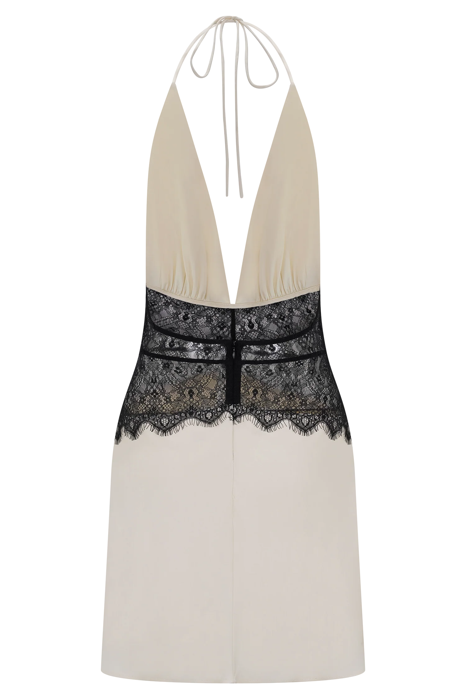 Dinah Lace And Satin Mini Dress - Black/Ivory - Image 6