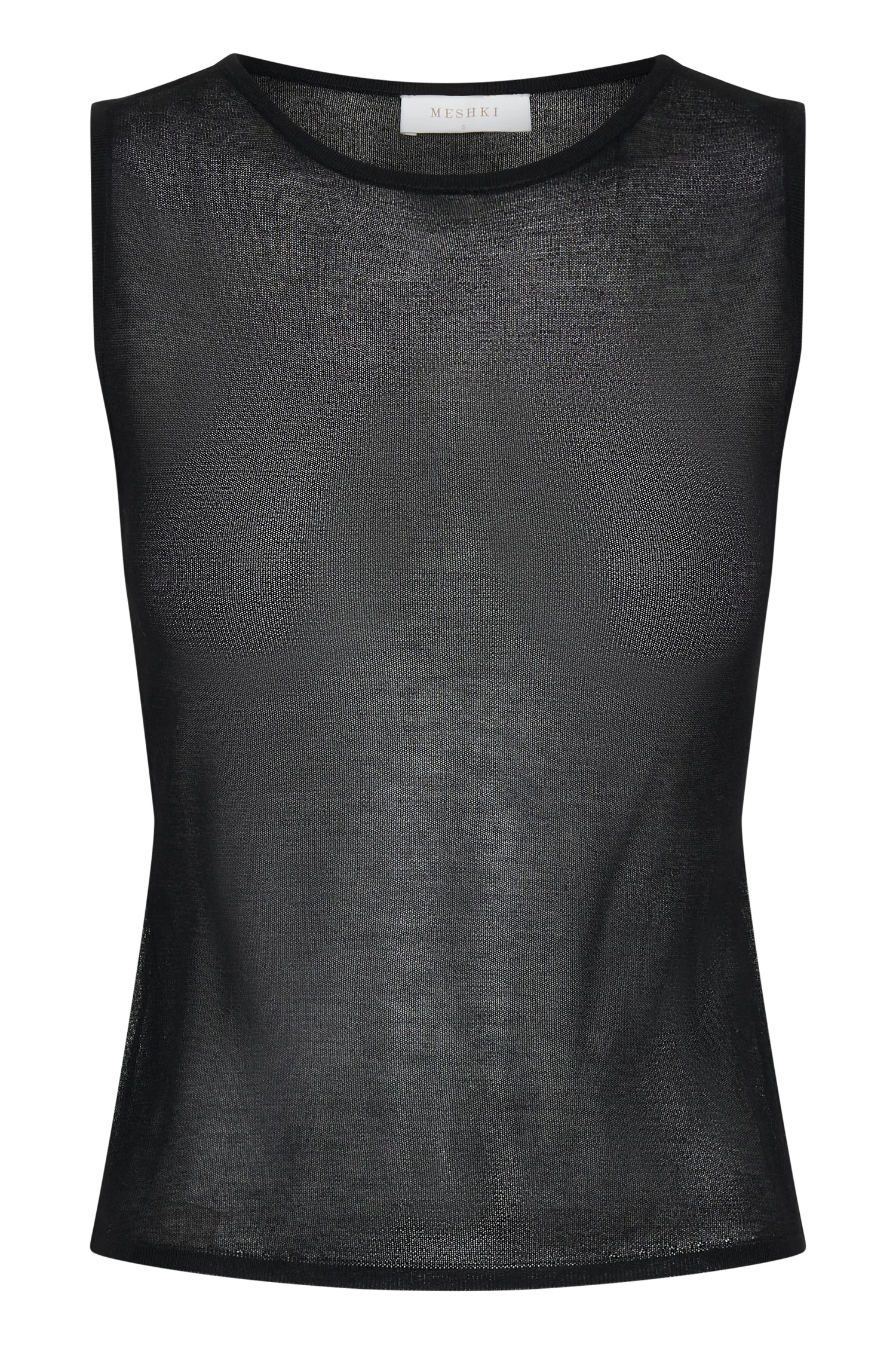 Dollie Sheer Knit Tank Top - Black - Image 9