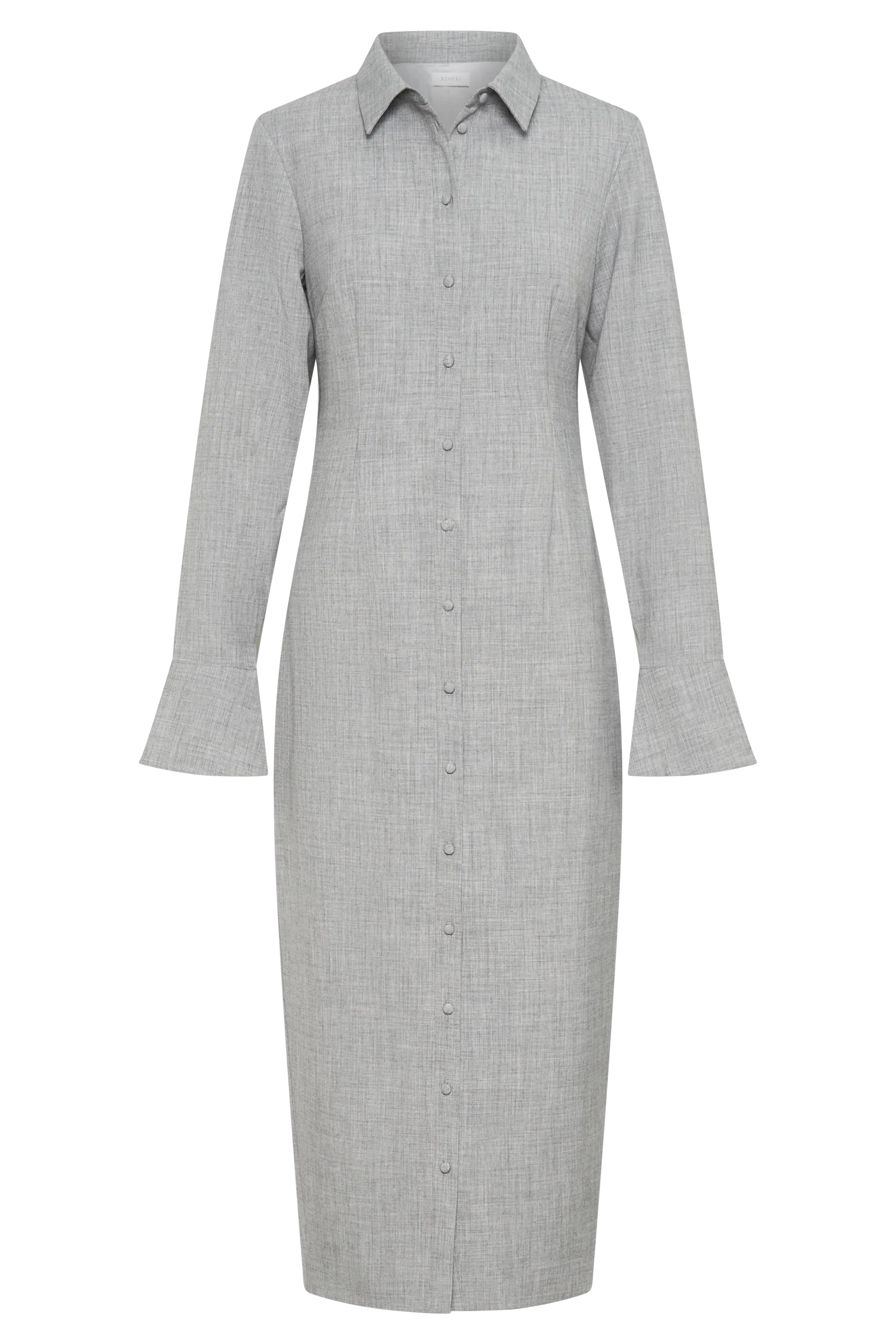Dorian Fitted Shirt Midi Dress - Charcoal Marle - Image 10