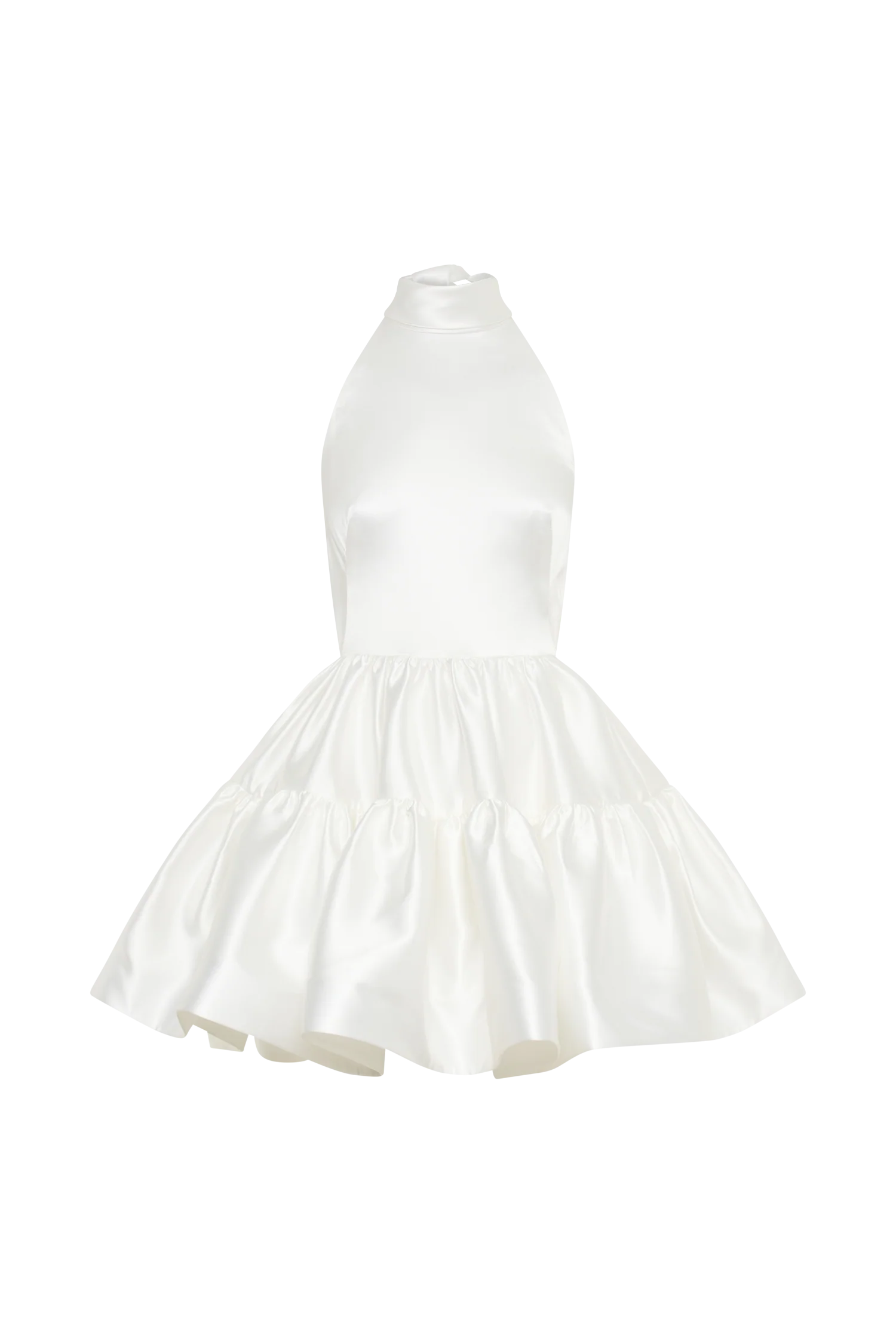 Dorota Satin Halter Mini Dress - White - Image 15