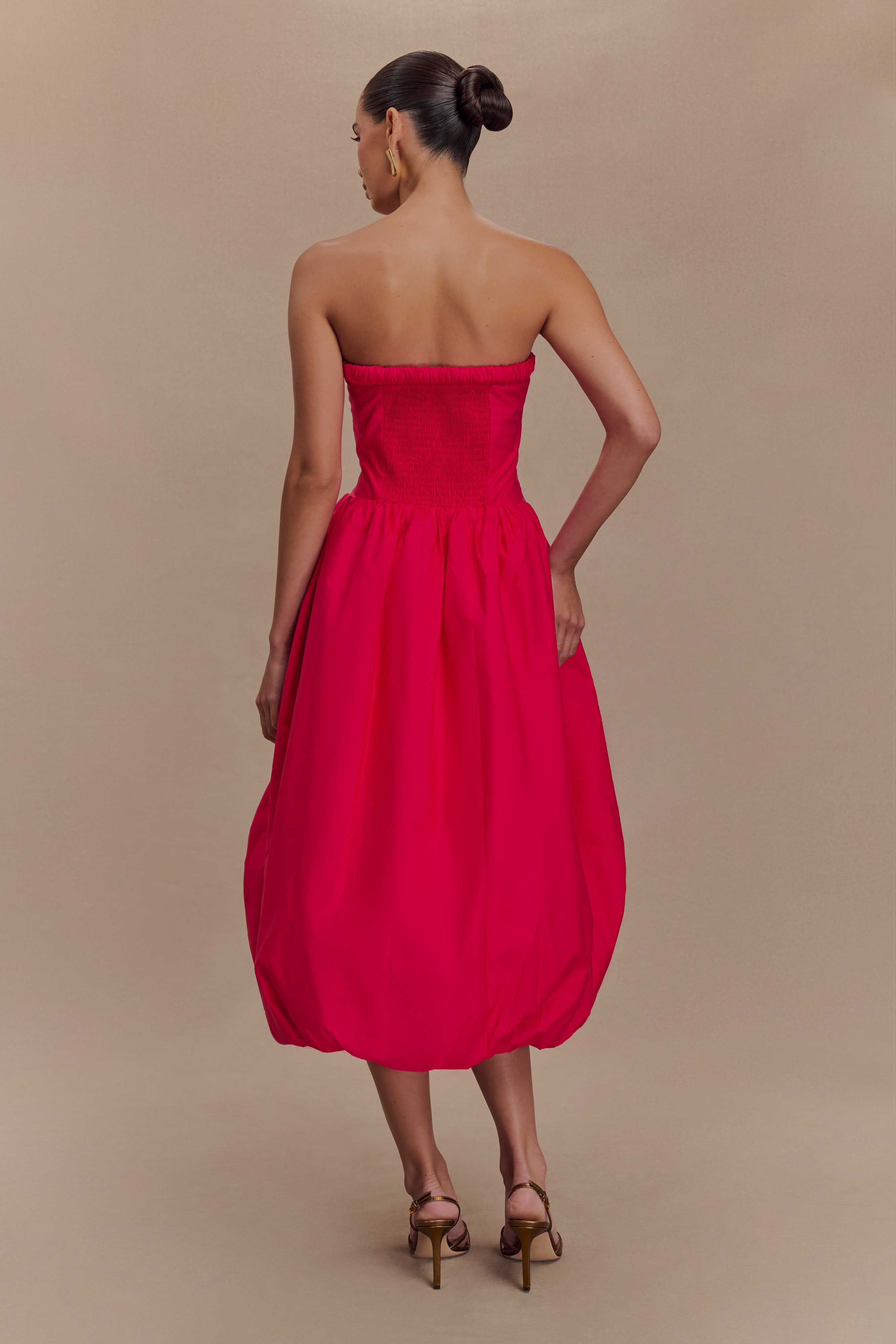 Dulce Puff Midi Dress - Raspberry - Image 2