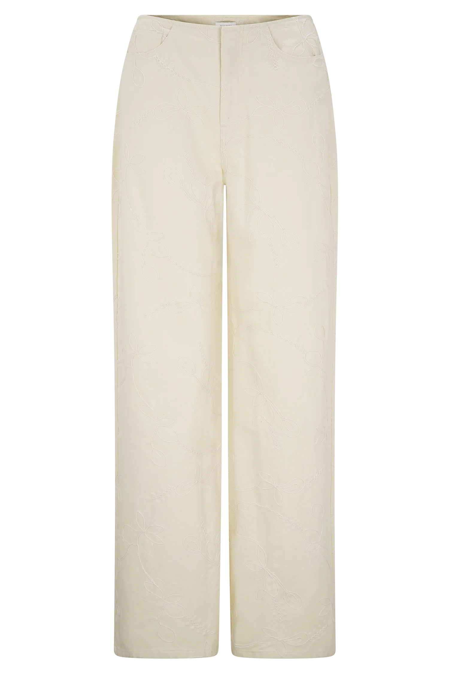 Ebony Embroidered Denim Jeans - Cream - Image 9
