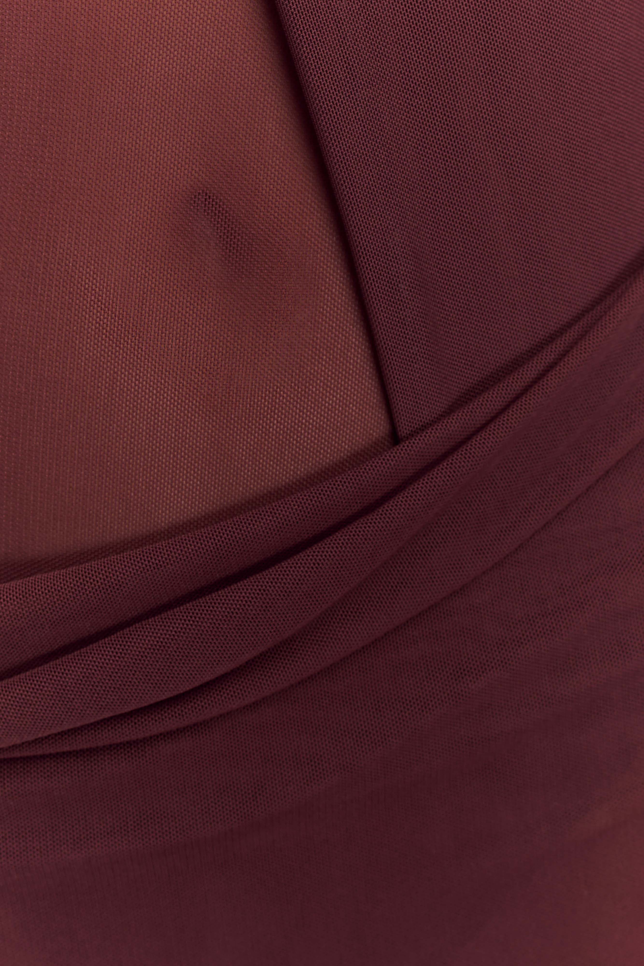 Edwina Knotted Mesh Maxi Dress - Mahogany - Image 5