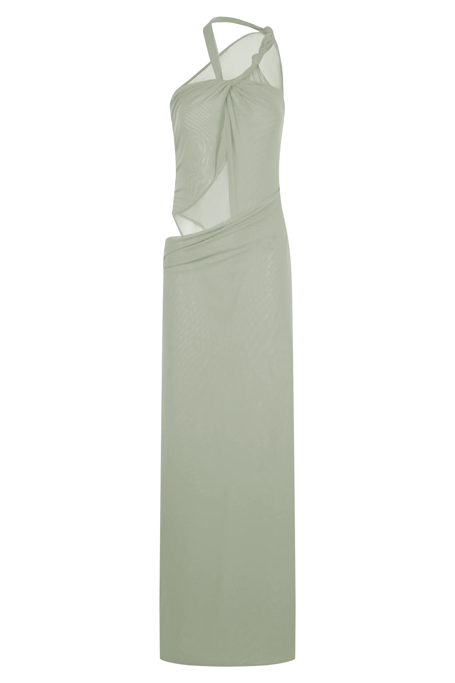 Edwina Knotted Mesh Maxi Dress - Sage - Image 9