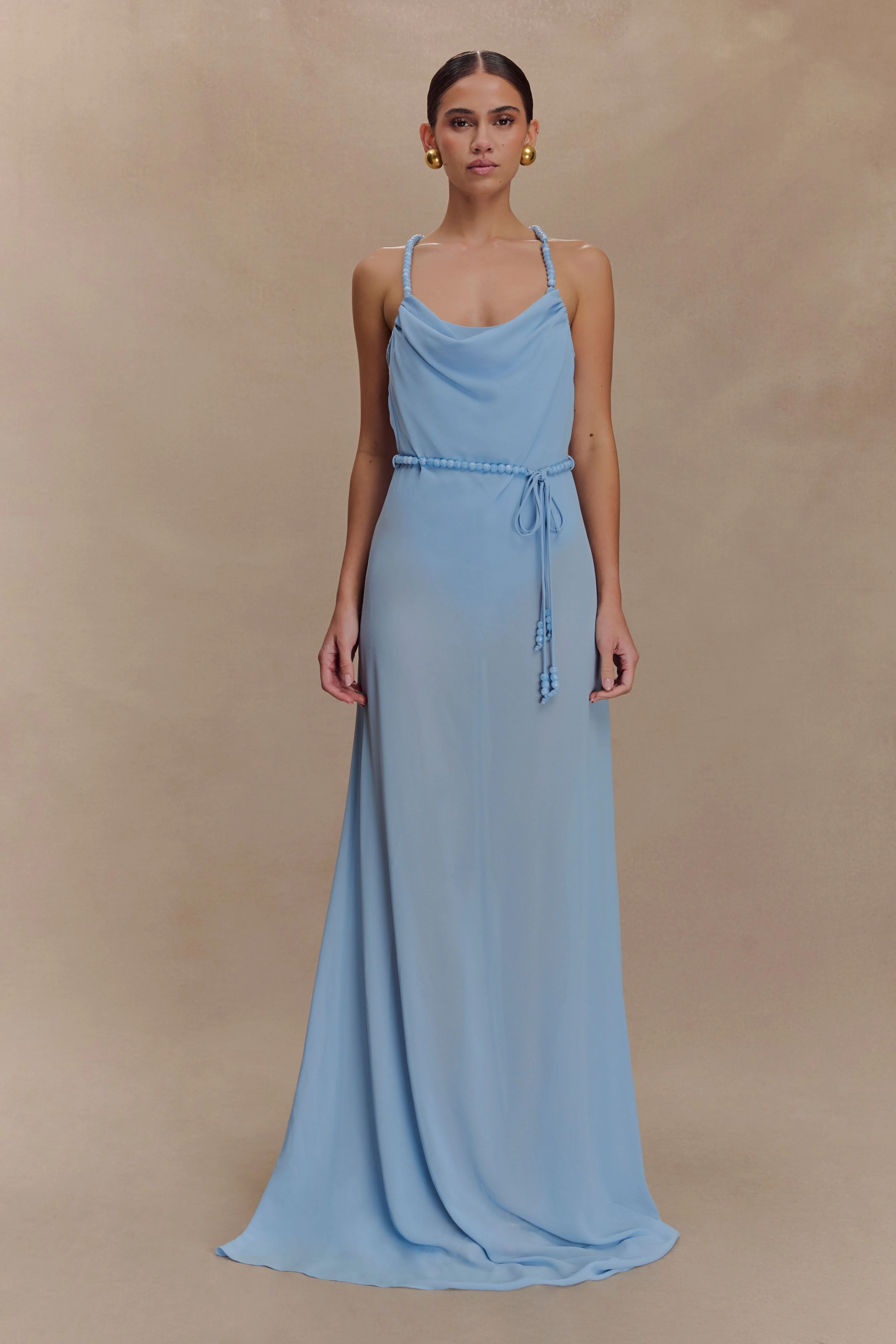 Elaine Chiffon Beaded Maxi Dress - Sky Blue - Image 3