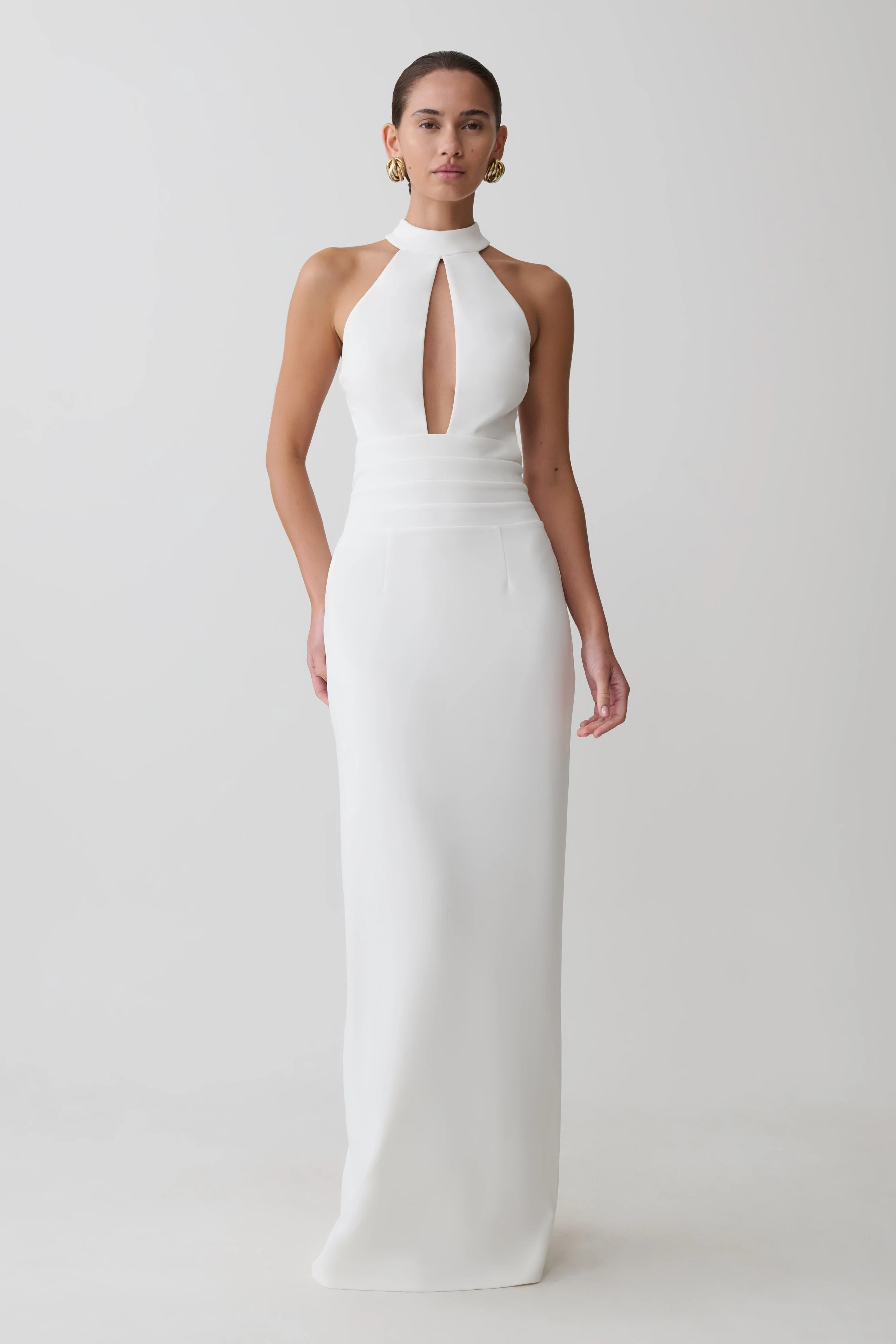 Elan Stretch Crepe Maxi Dress - White - Image 3