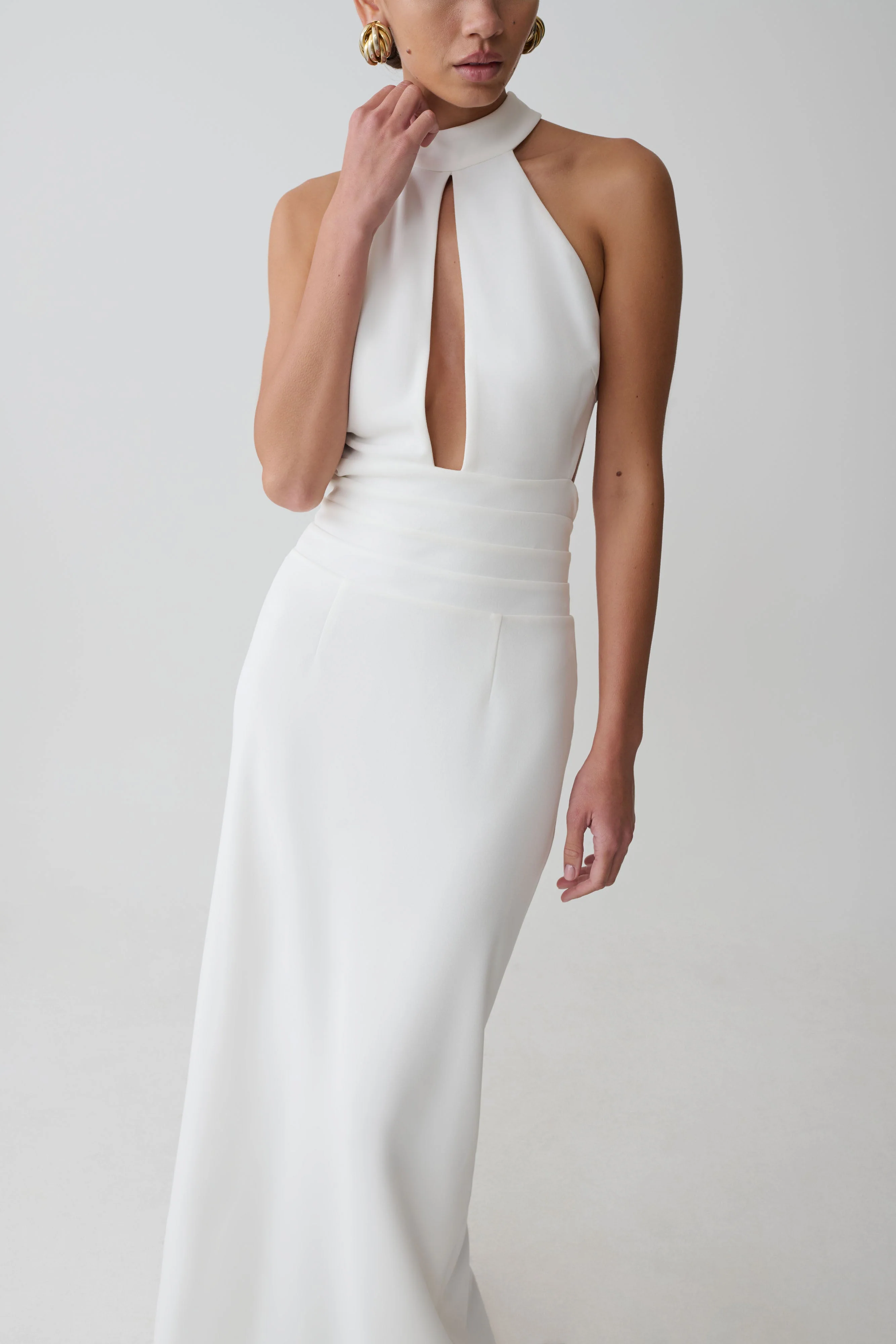 Elan Stretch Crepe Maxi Dress - White - Image 6
