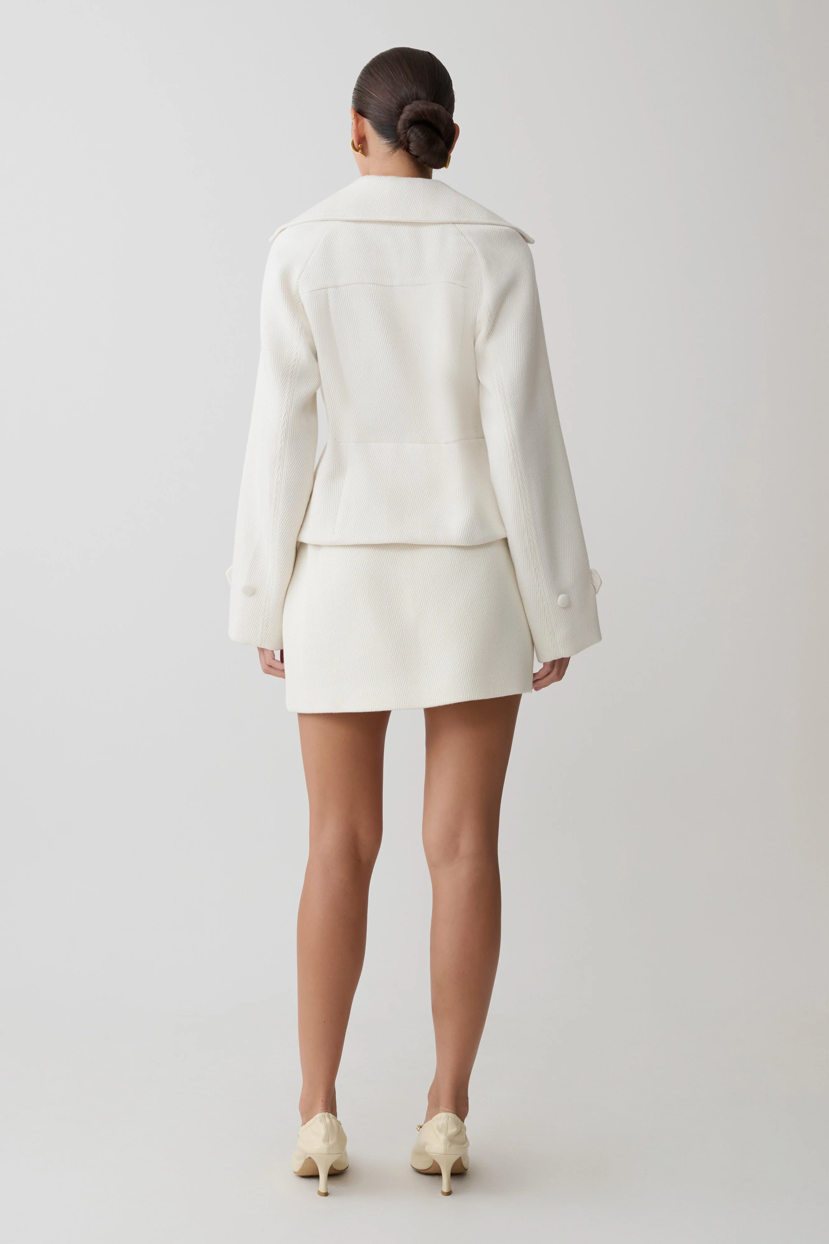 Elara Suiting Mini Skirt - Ivory - Image 2