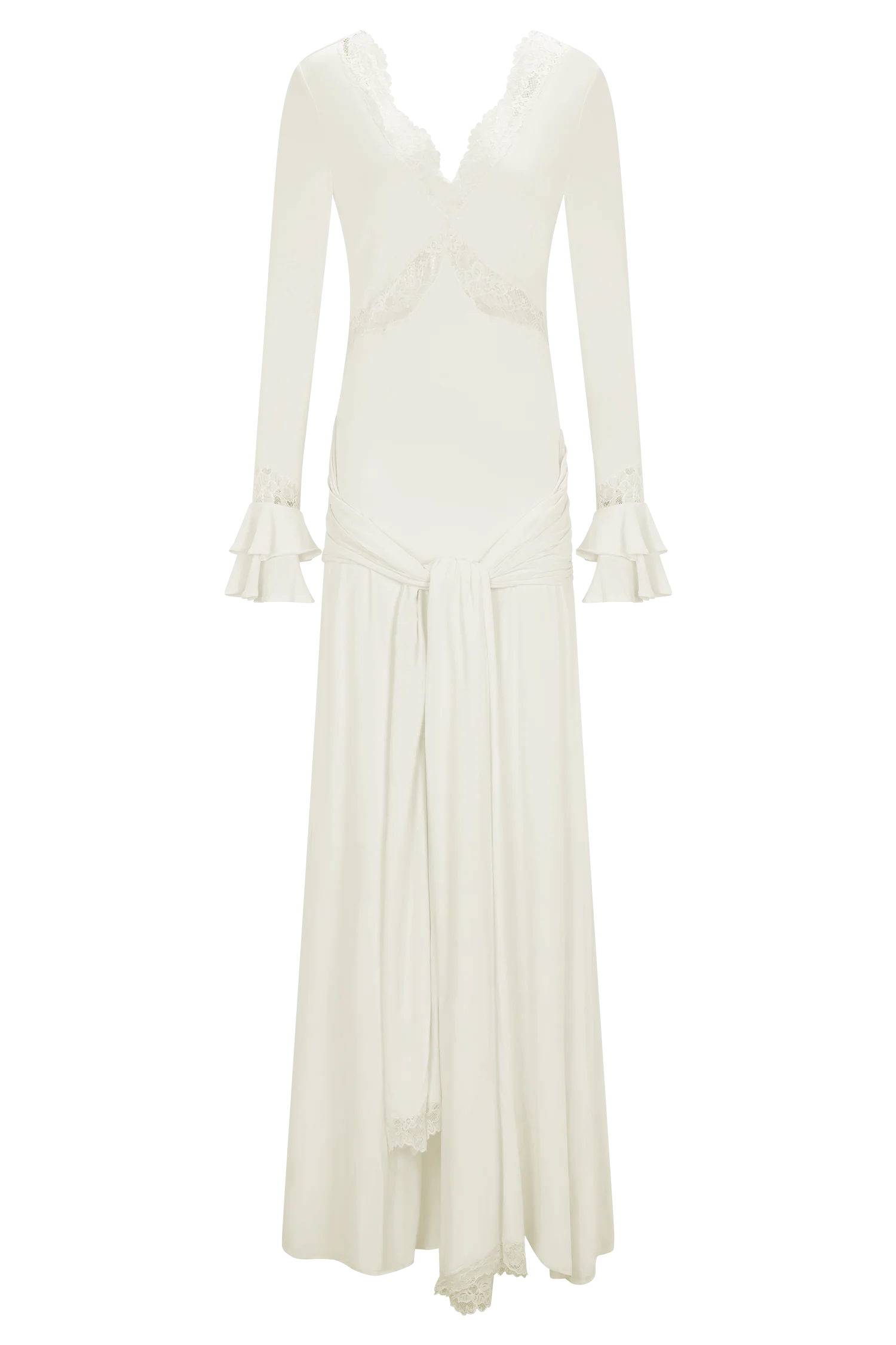Electra Slinky Lace Maxi Dress - Ivory - Image 11