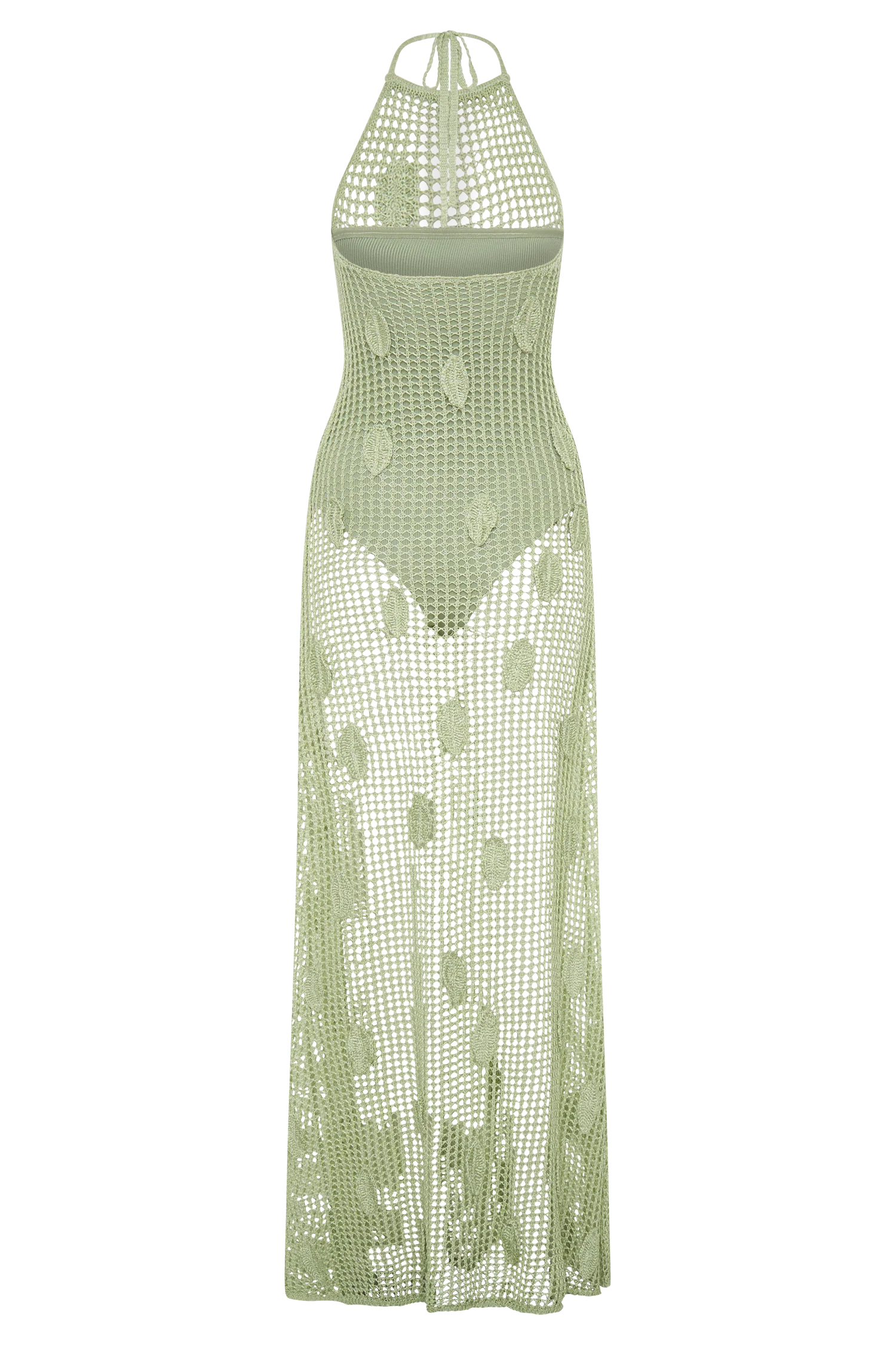 Elfie Crochet Halter Maxi Dress - Pastel Green - Image 7