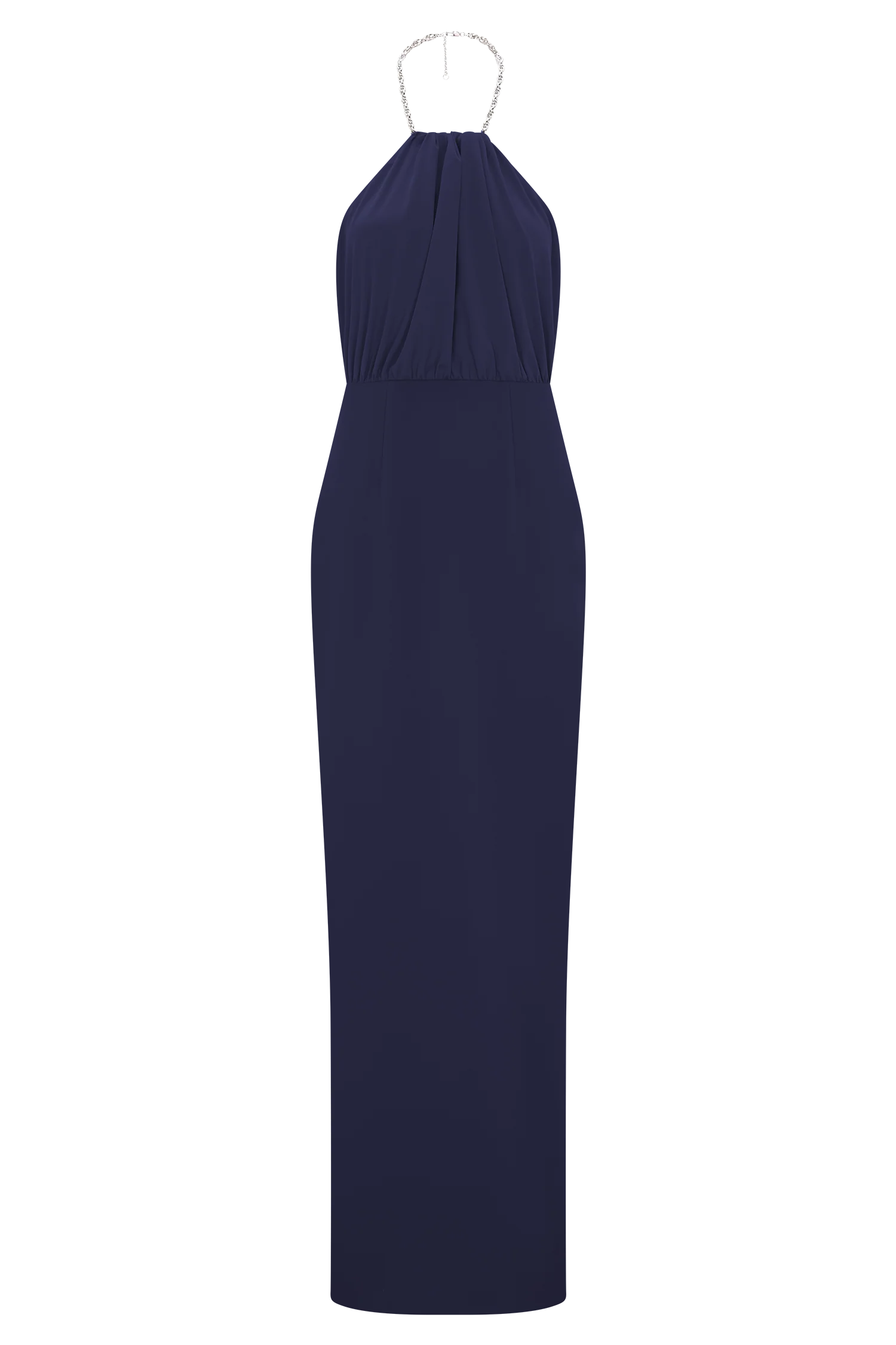 Elina Satin Necklace Maxi Dress - Navy - Image 7