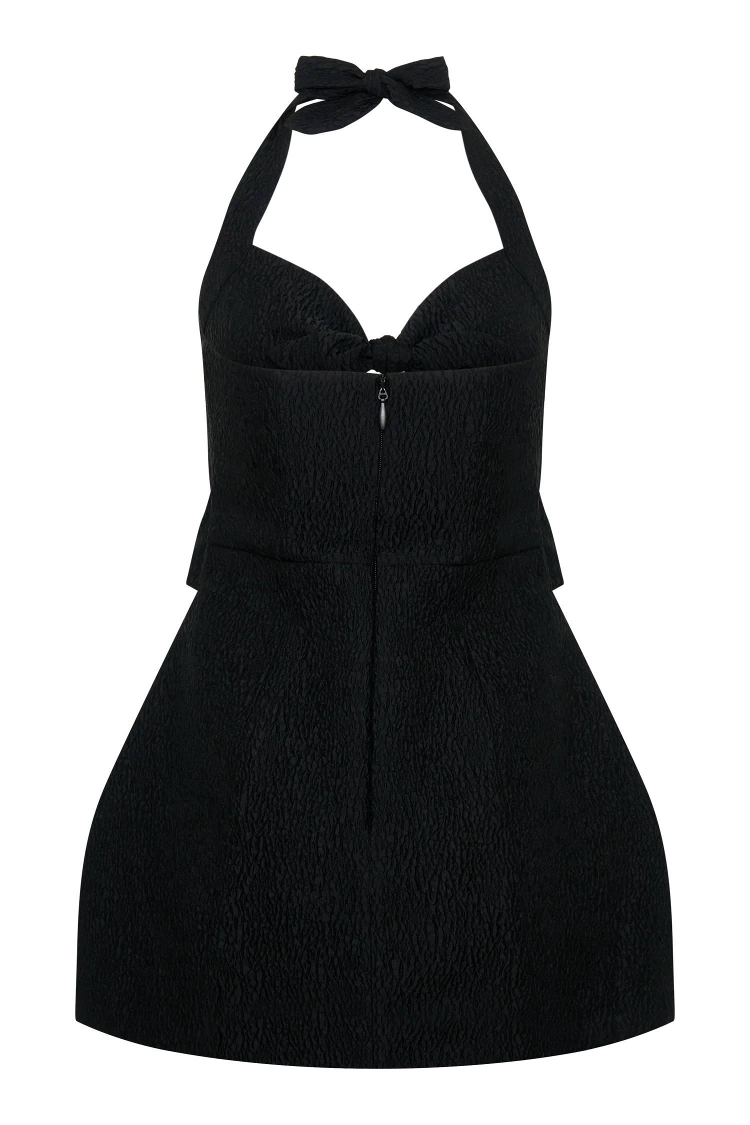 Ella Bow Detail Halter Mini Dress - Black - Image 6