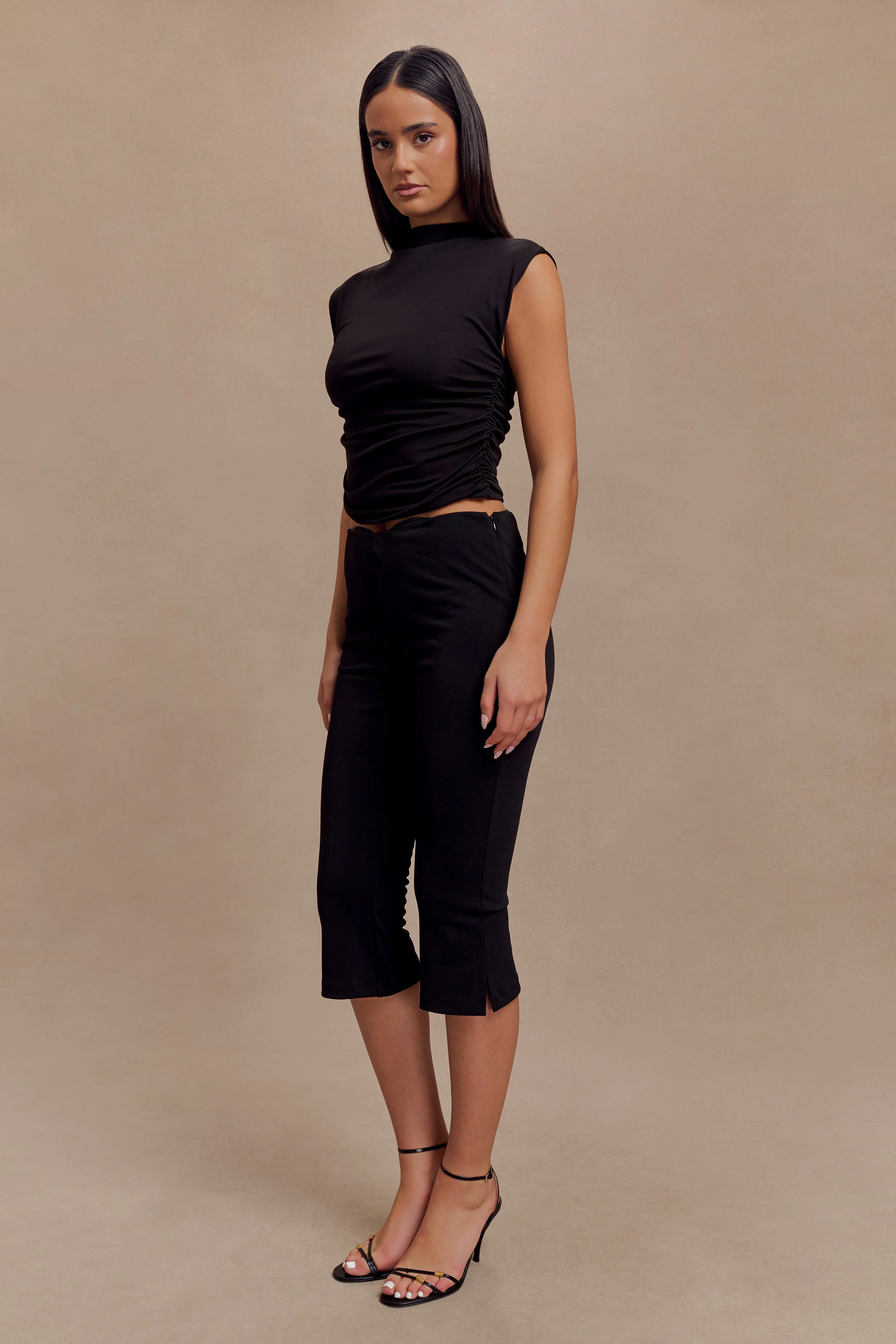Ellia High Neck Sleeveless Top - Black - Image 4