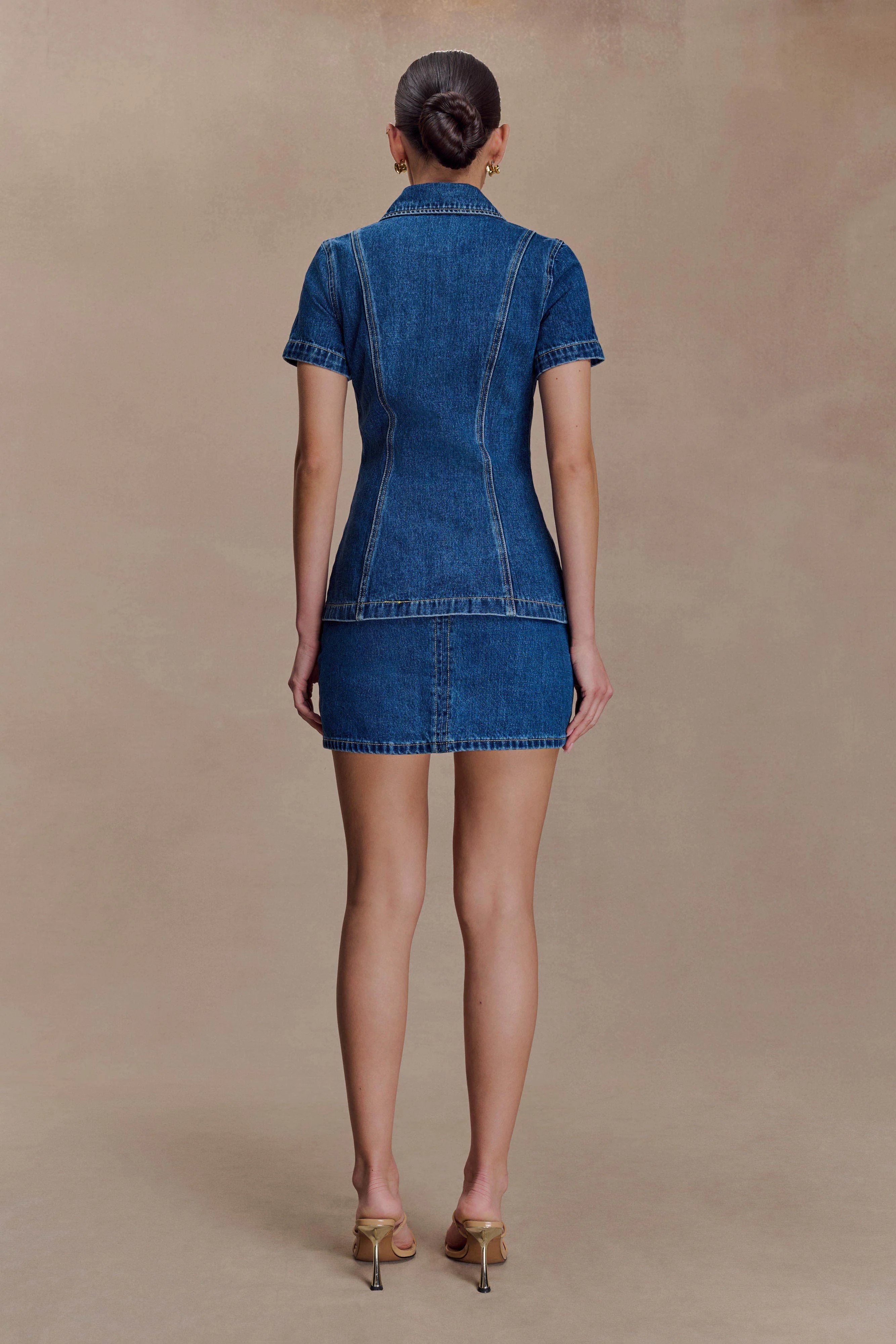 Ellie Denim Mini Skirt - Dark Blue - Image 2