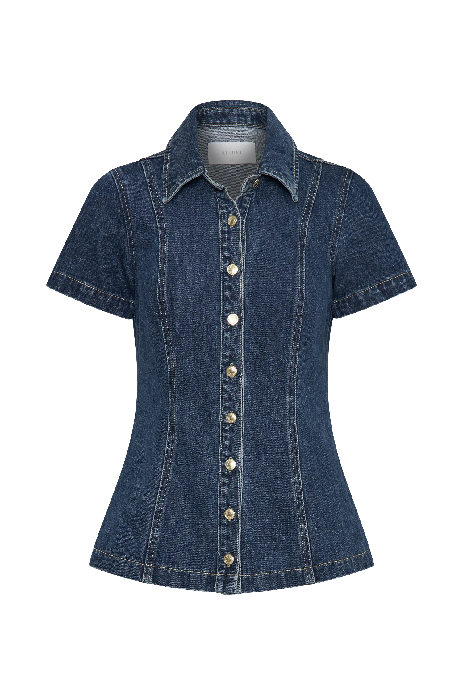 Ellie Denim Short Sleeve Top - Dark Blue - Image 9