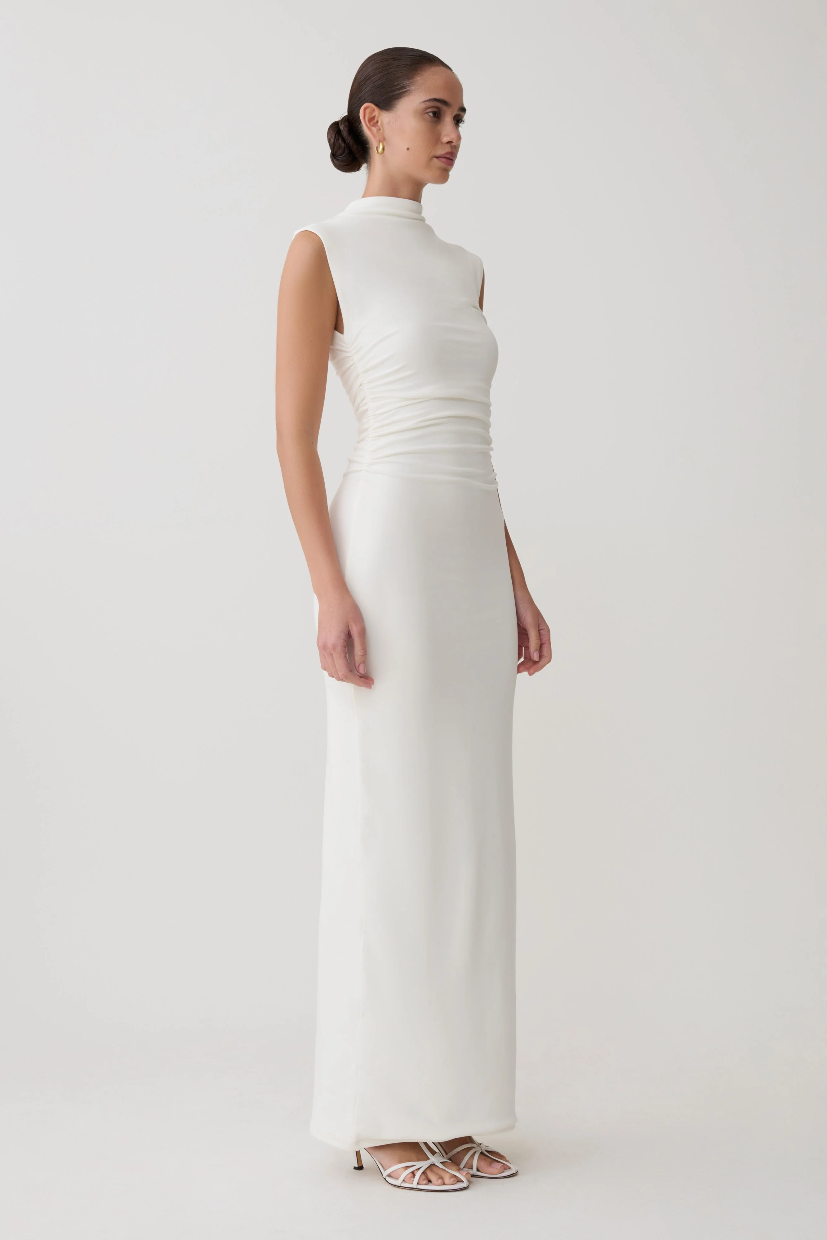 Elliot High Neck Sleeveless Maxi Dress - White - Image 3