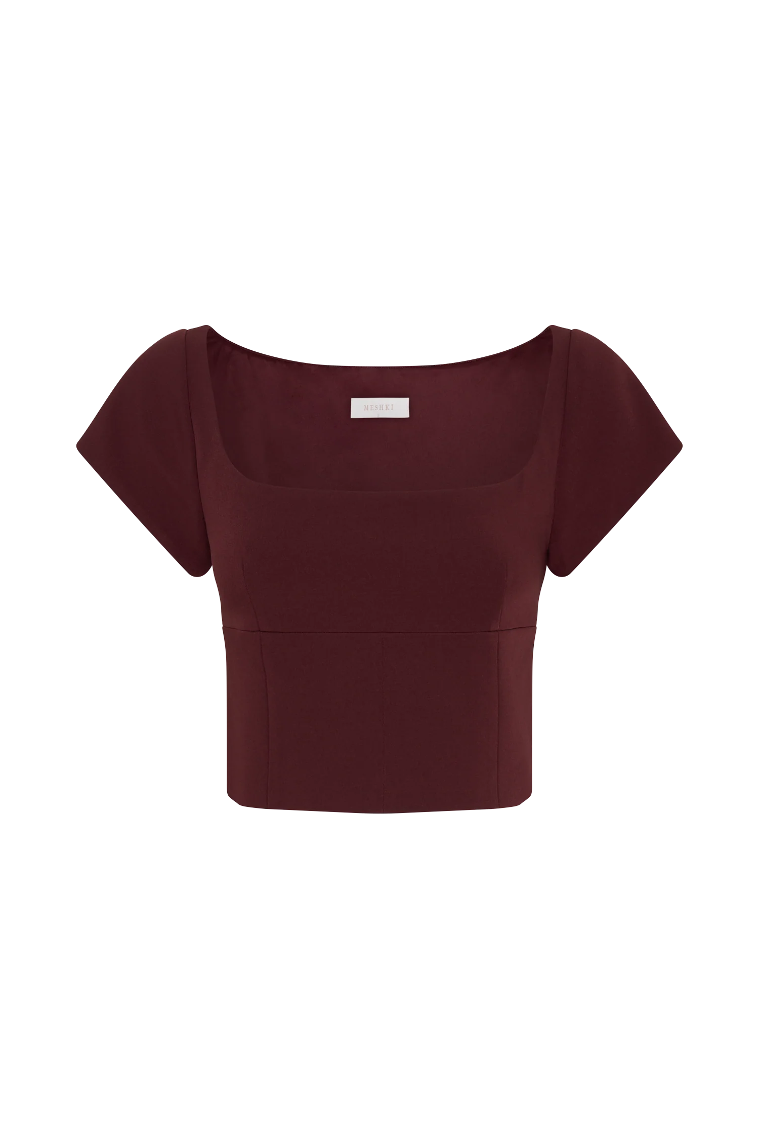Ellis Cap Sleeve Longline Suiting Top - Mahogany - Image 8